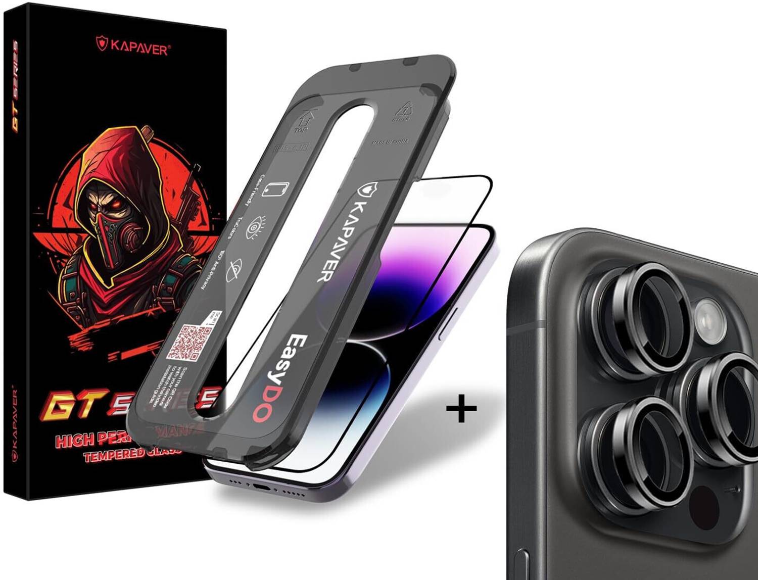 Kapaver Tempered Glass Guard for Apple iPhone 15 Pro Max (Pack of