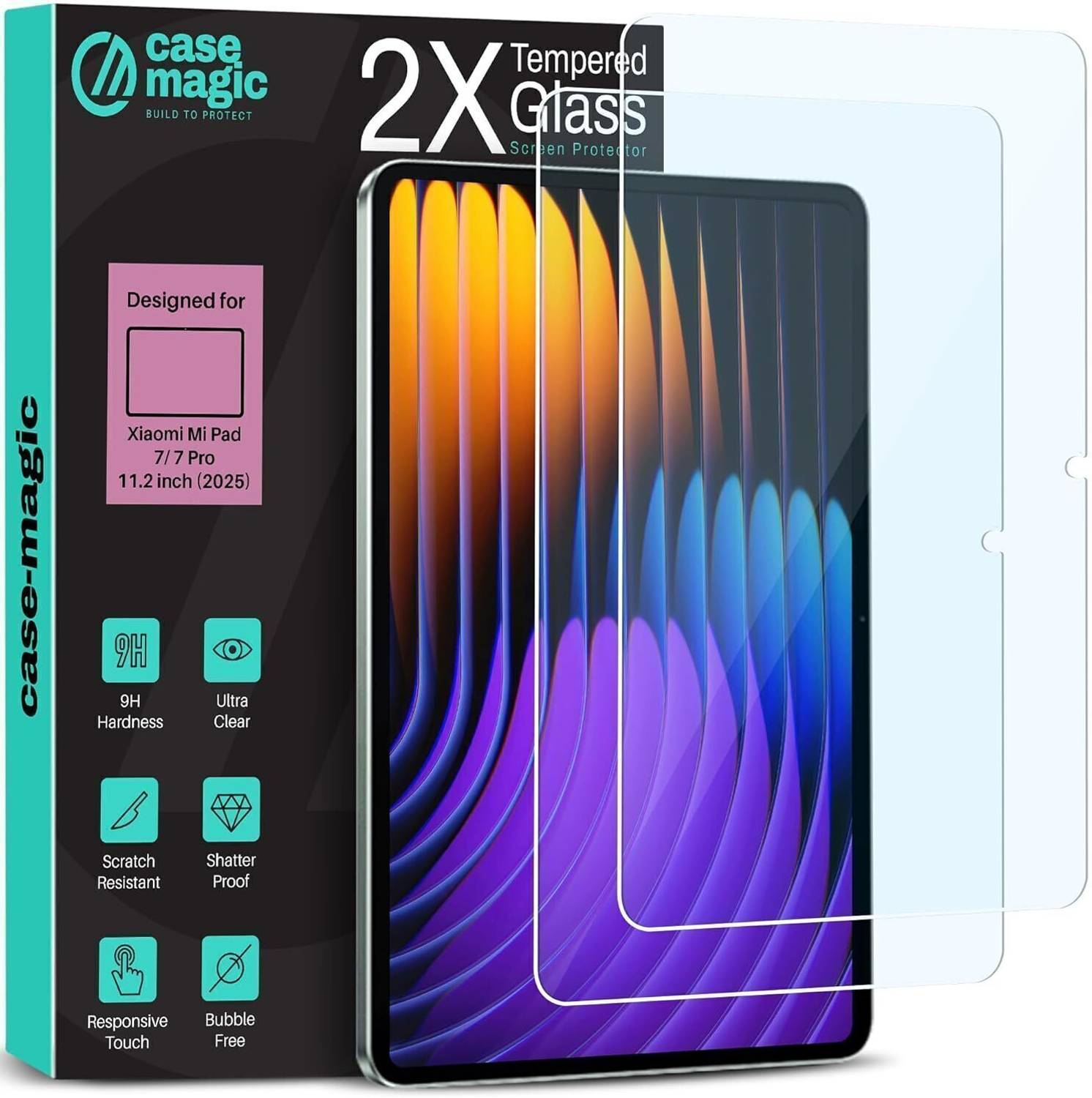 Case-Magic Tempered Glass Guard for Xiaomi Mi Pad 7/ Xiaomi Mi Pad 7 PRO (11.2 Inch) Screen Protector 9H Hardness, Ultra Clear, Responsive Touch, Shatter Proof, Bubble Free