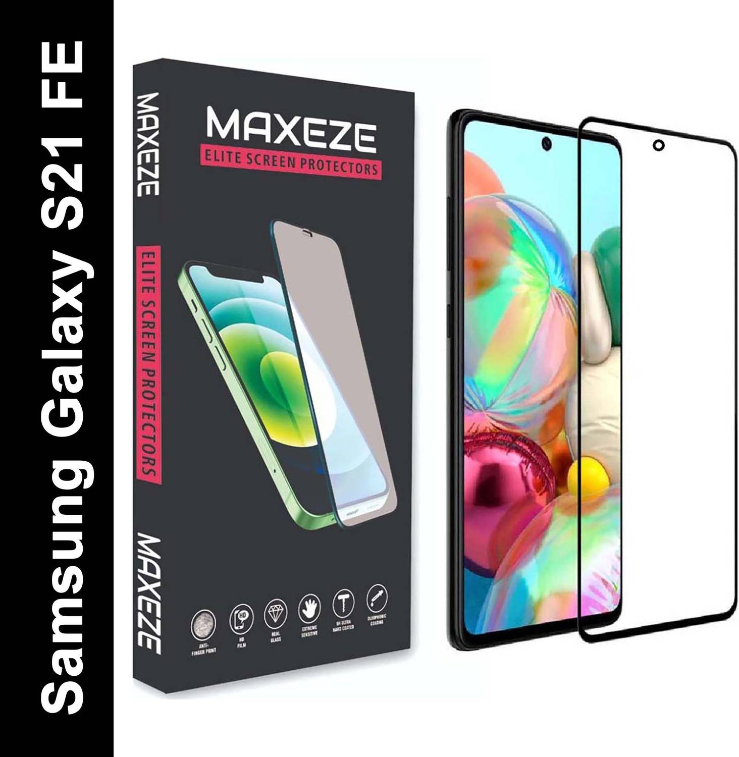MAXEZE Tempered Glass Guard for Samsung Galaxy S21 FE 5G, with Easy Installation Kit