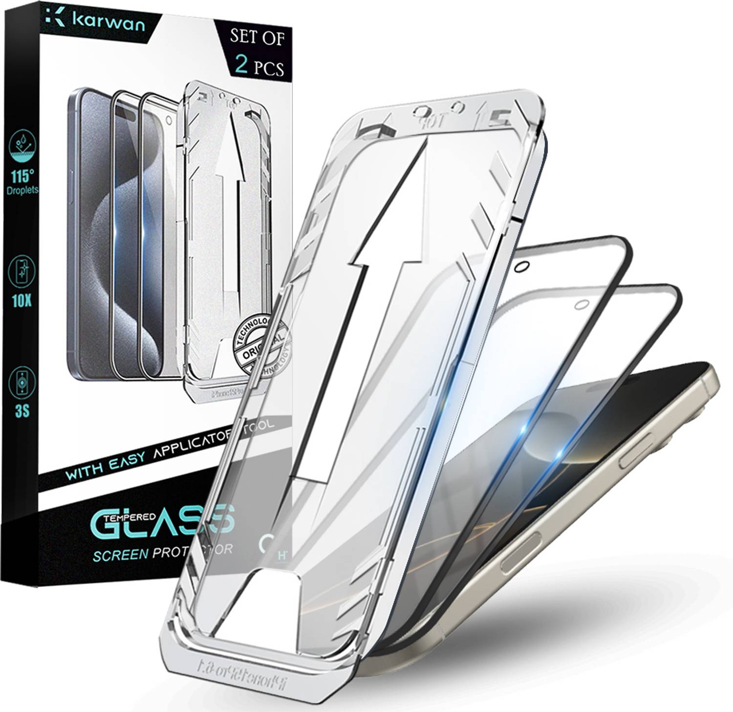 KARWAN Tempered Glass Guard for Apple iPhone 16 Pro (Pack of 1)