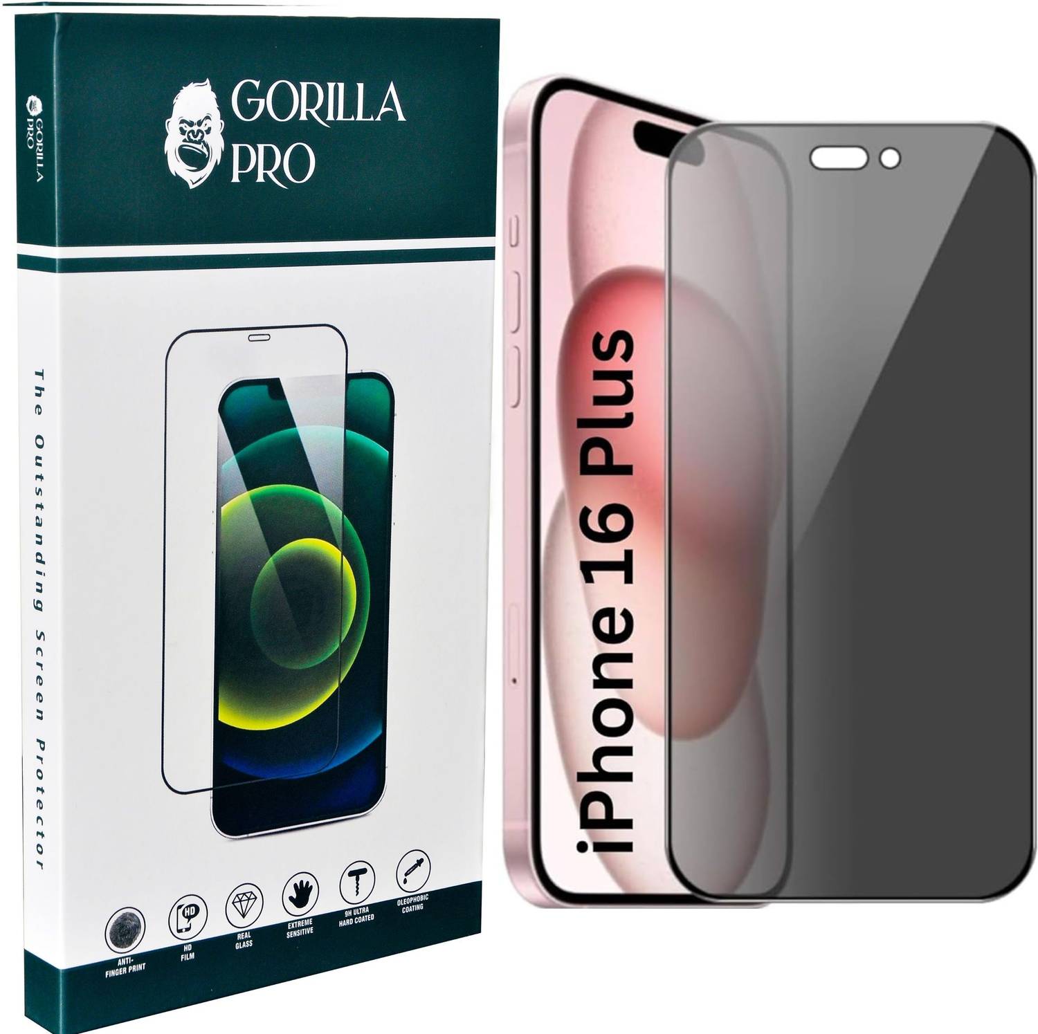 GORILLA PRO Tempered Glass Guard for Apple iPhone 16 Plus ( Priva