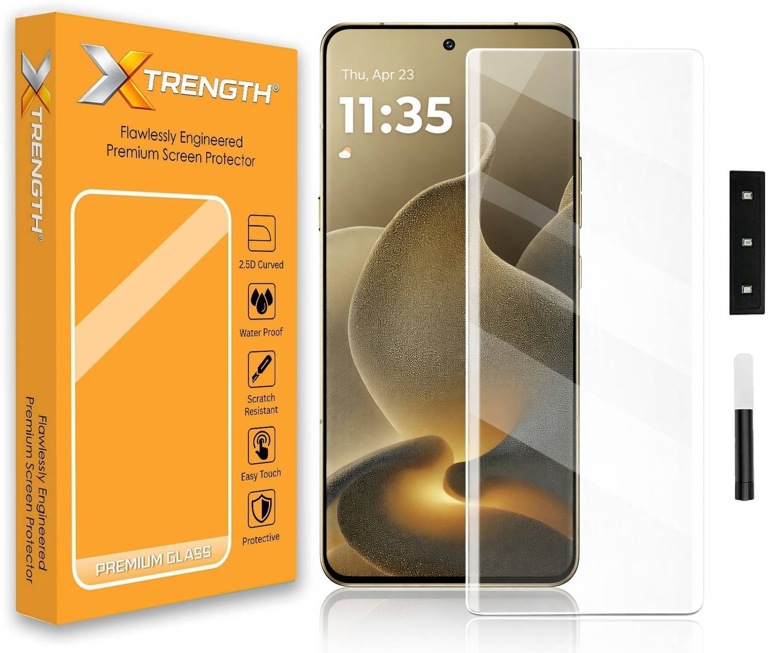 XTRENGTH Tempered Glass Guard for Motorola Signature, Moto Signature, Premium Curved UV Screen Protector, with Easy Installation Kit
