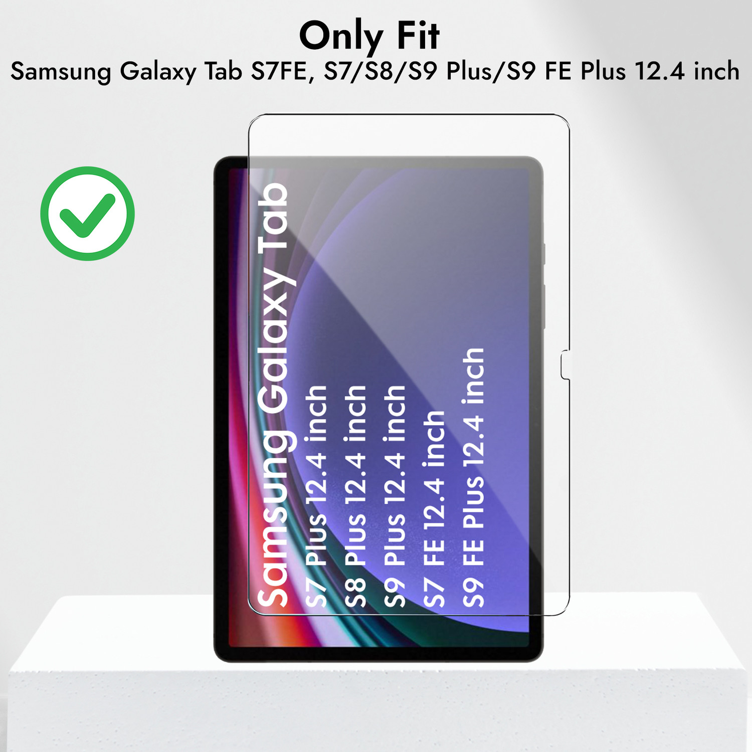 Image of ROBUSTRION Tempered Glass Guard for Samsung Tab S7 Plus 12.4 inch, Samsung Tab S8 Plus 12.4 inch, Samsung Tab S9 Plus 12.4 inch, Samsung Tab S7 FE 12.4 inch, Samsung Tab S9 FE Plus 12.4 inch