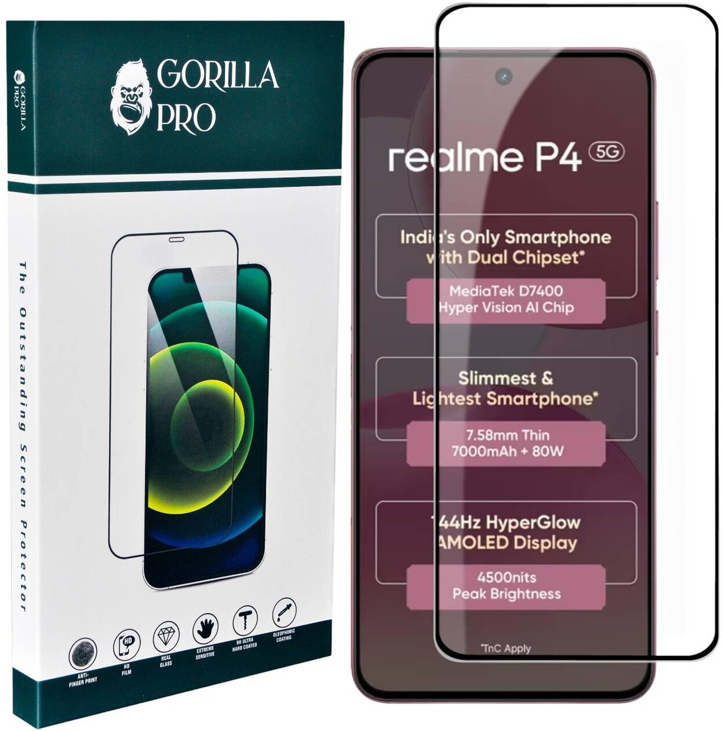 GORILLA PRO Edge Tempered Glass for Realme P4 5G - Image 1