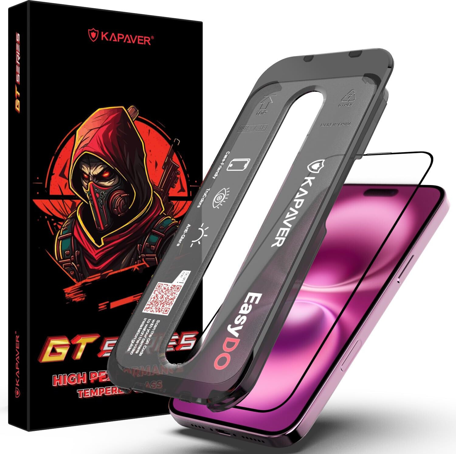 Kapaver Screen Guard with Applicator Kit for Apple iPhone 16