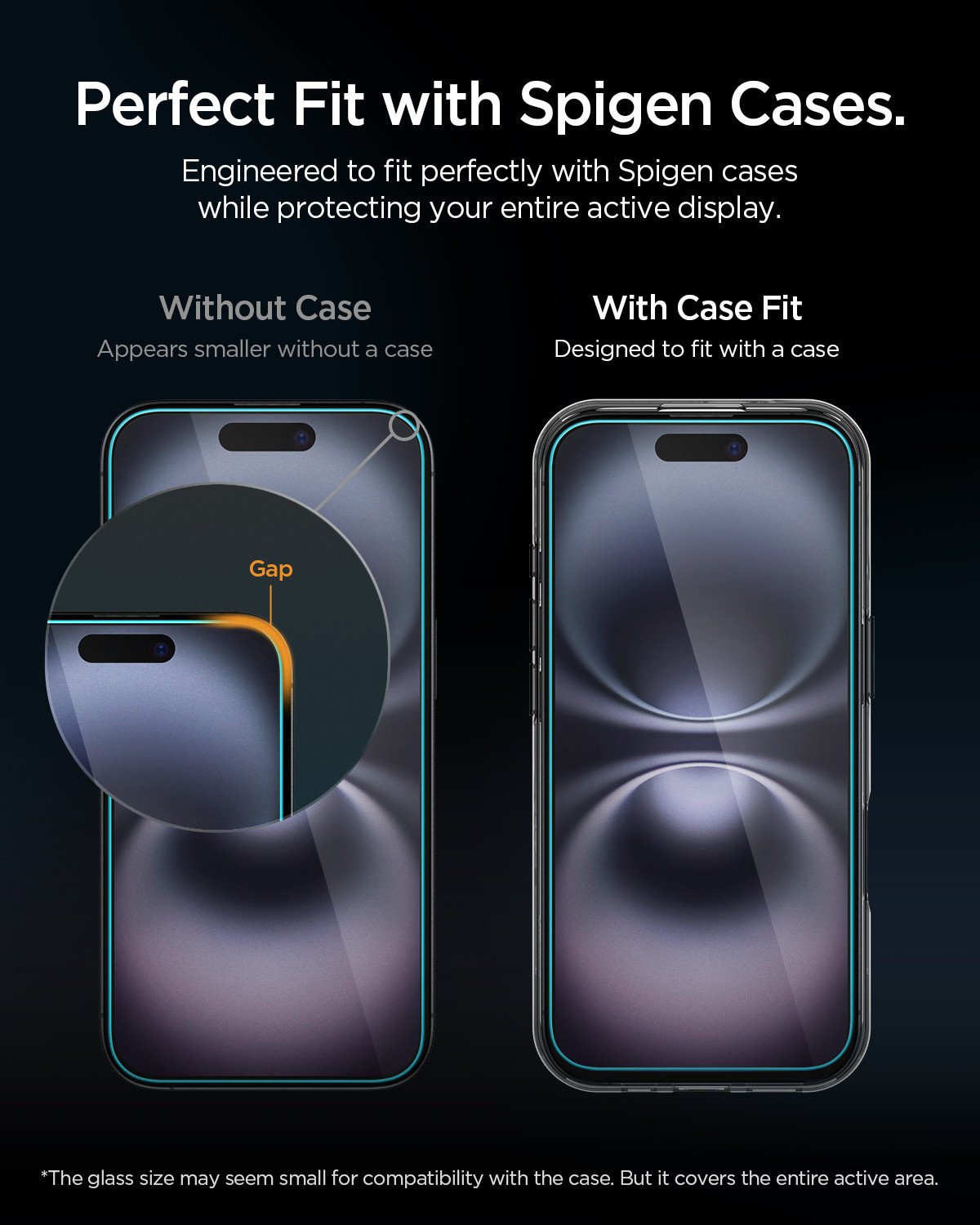 Image of Spigen Tempered Glass Guard for iPhone 16, Apple iPhone 15