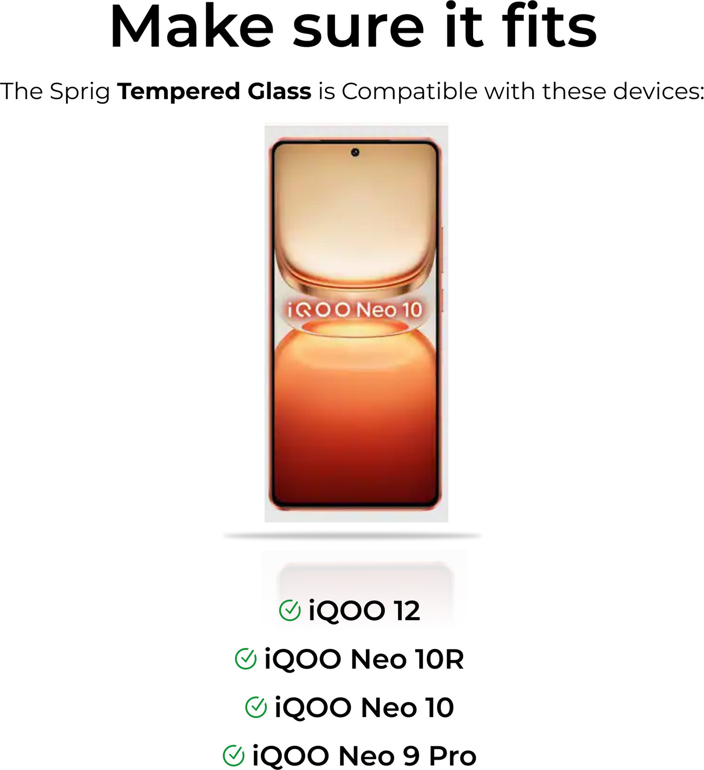 Image of Sprig Tempered Glass Guard for IQOO Neo 10, iQOO Neo 10