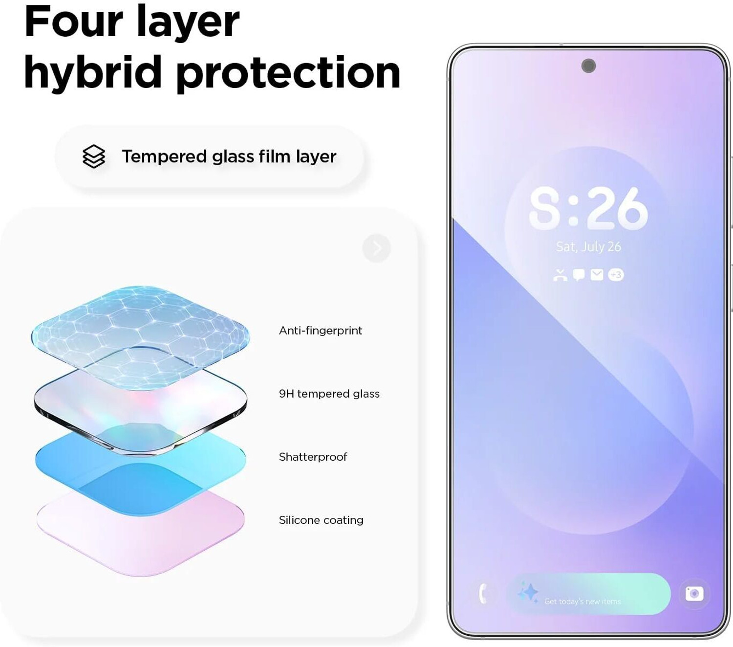 Image of FABEKEE Tempered Glass Guard for Compatible for Samsung Galaxy S26 Ultra 5G Tempered Glass Screen Protector Front And Back Screen Guard With camera lens protector