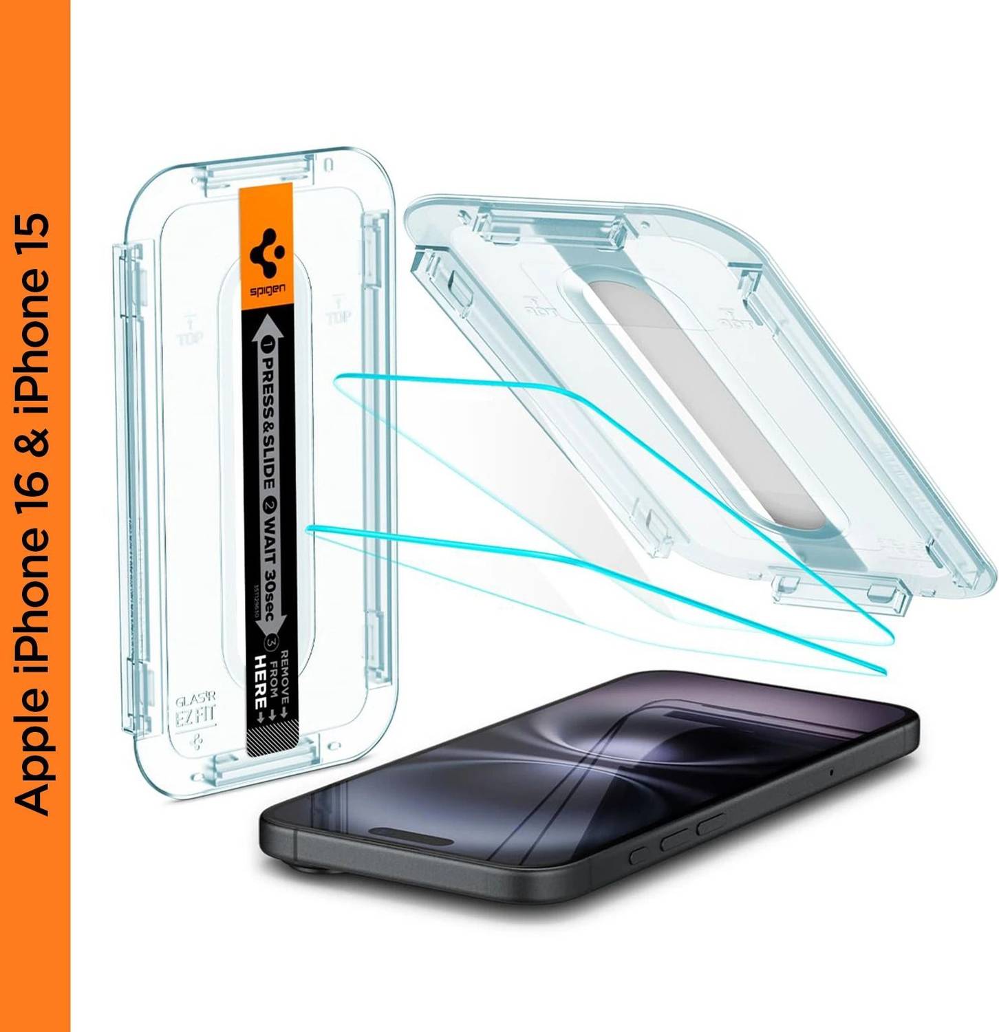 Spigen Tempered Glass Guard for iPhone 16, Apple iPhone 15 (Pack