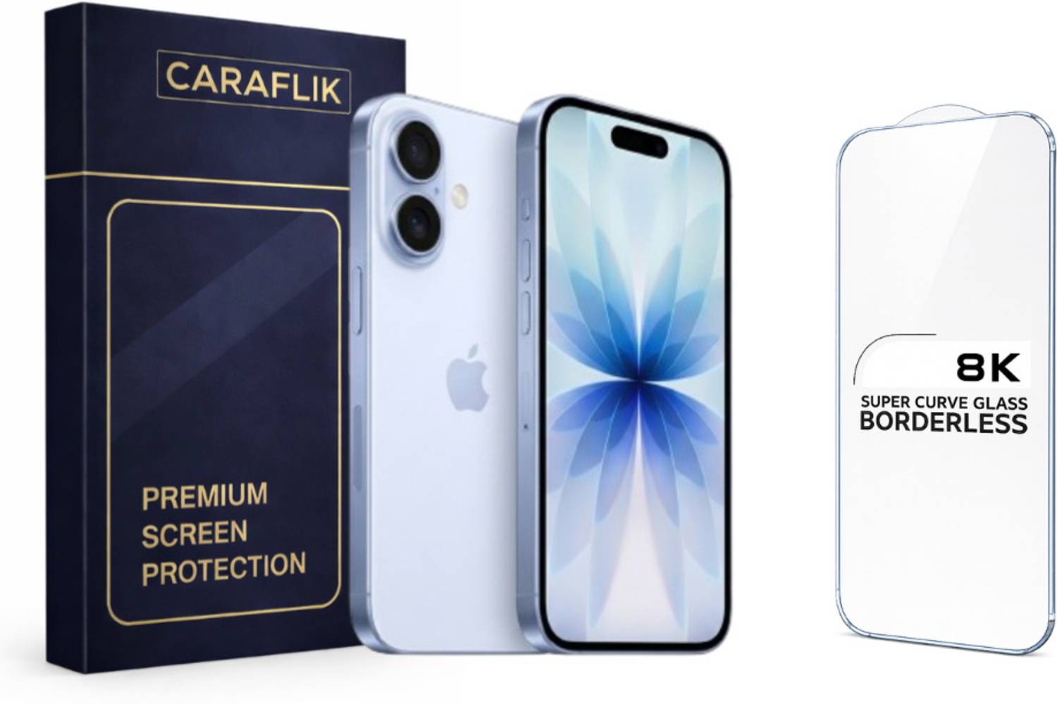 caraflik Screen Guard for Apple iPhone 17, 8K BORDERLESS TEMPERED GLASS