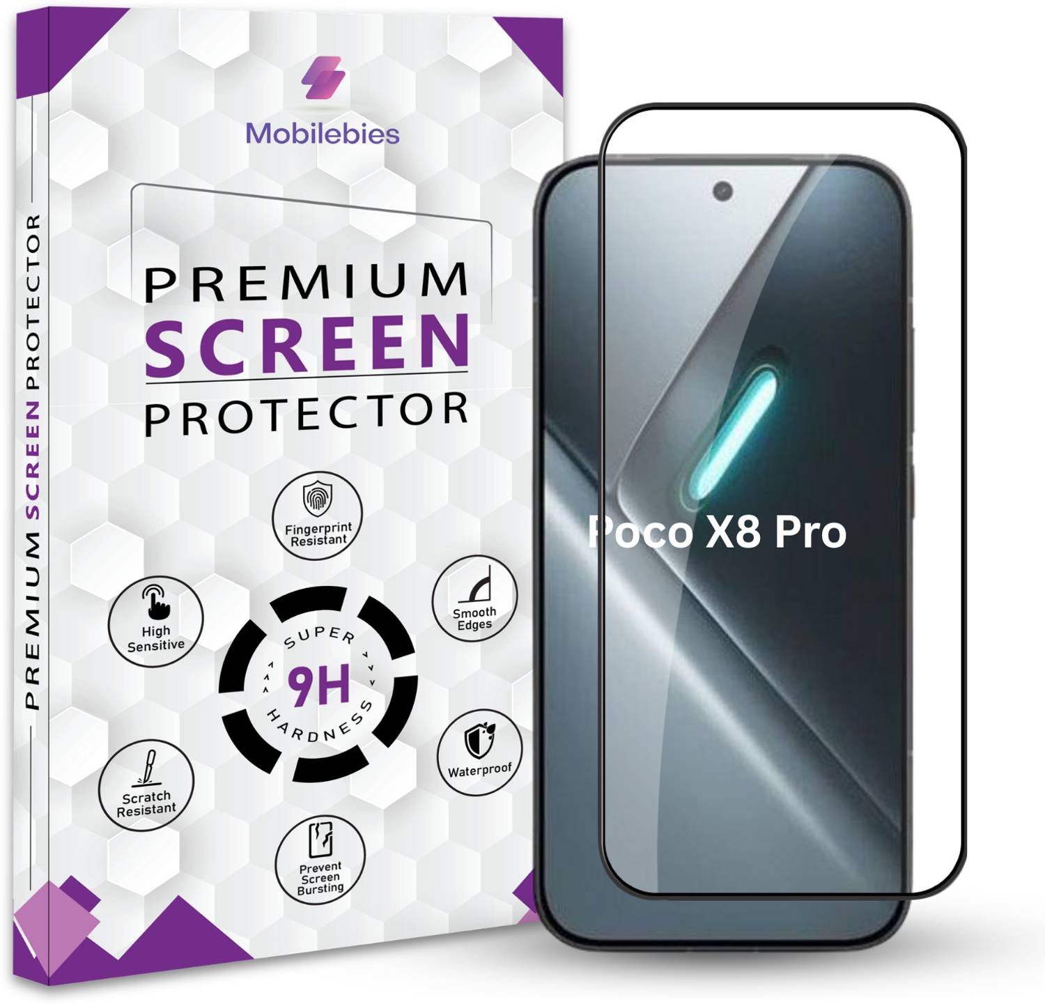Mobilebies Tempered Glass Guard for Poco X8 Pro Premium Screen Protector Guard with Easy Installation Kit