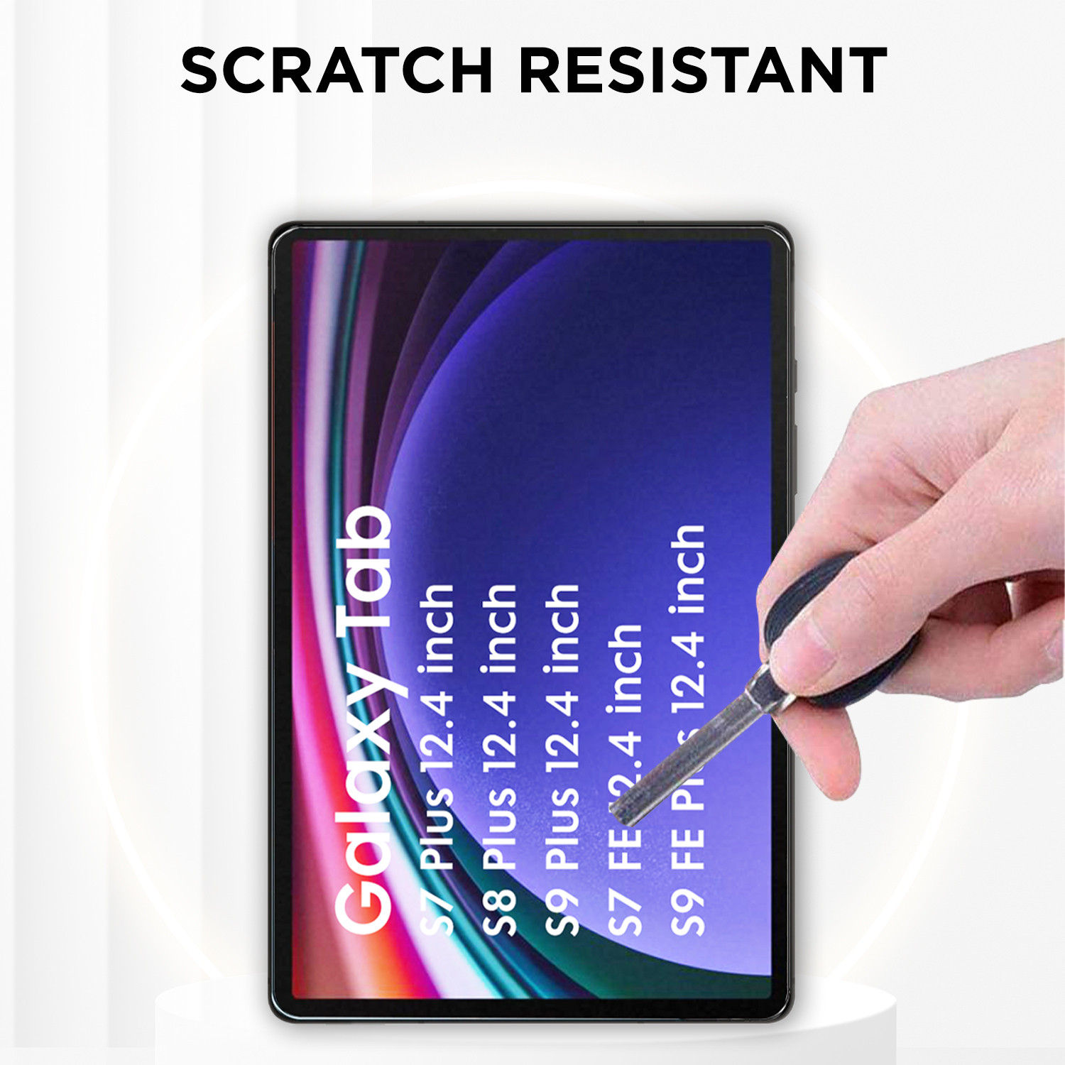 Image of ROBUSTRION Tempered Glass Guard for Samsung Tab S7 Plus 12.4 inch, Samsung Tab S8 Plus 12.4 inch, Samsung Tab S9 Plus 12.4 inch, Samsung Tab S7 FE 12.4 inch, Samsung Tab S9 FE Plus 12.4 inch