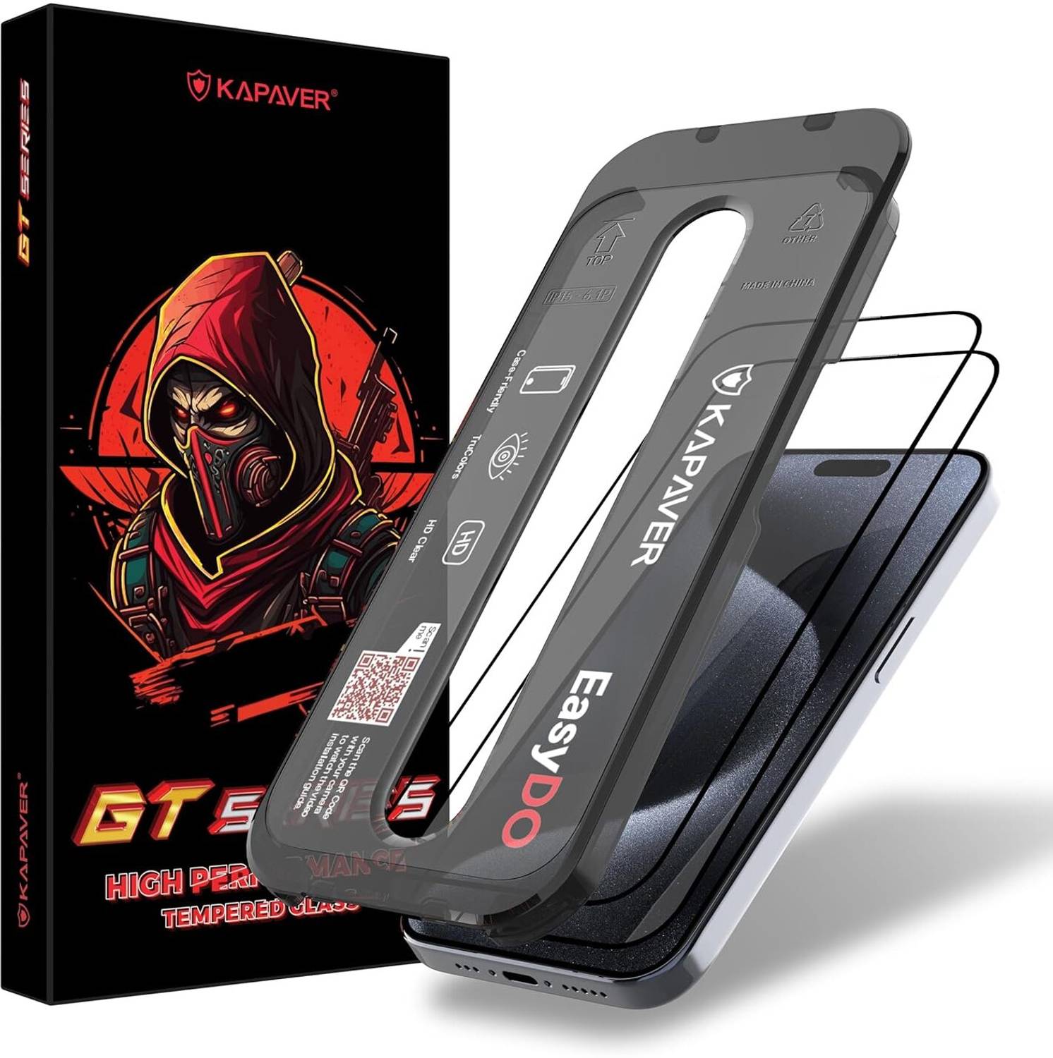 Kapaver Tempered Glass Guard for Apple iPhone 15 Pro Max (Pack of