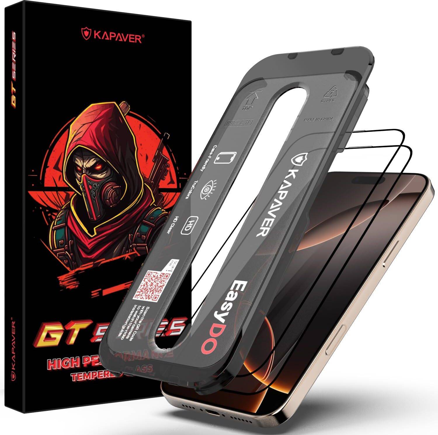 Kapaver Tempered Glass Guard for Apple iPhone 16 Pro (Pack of 2)