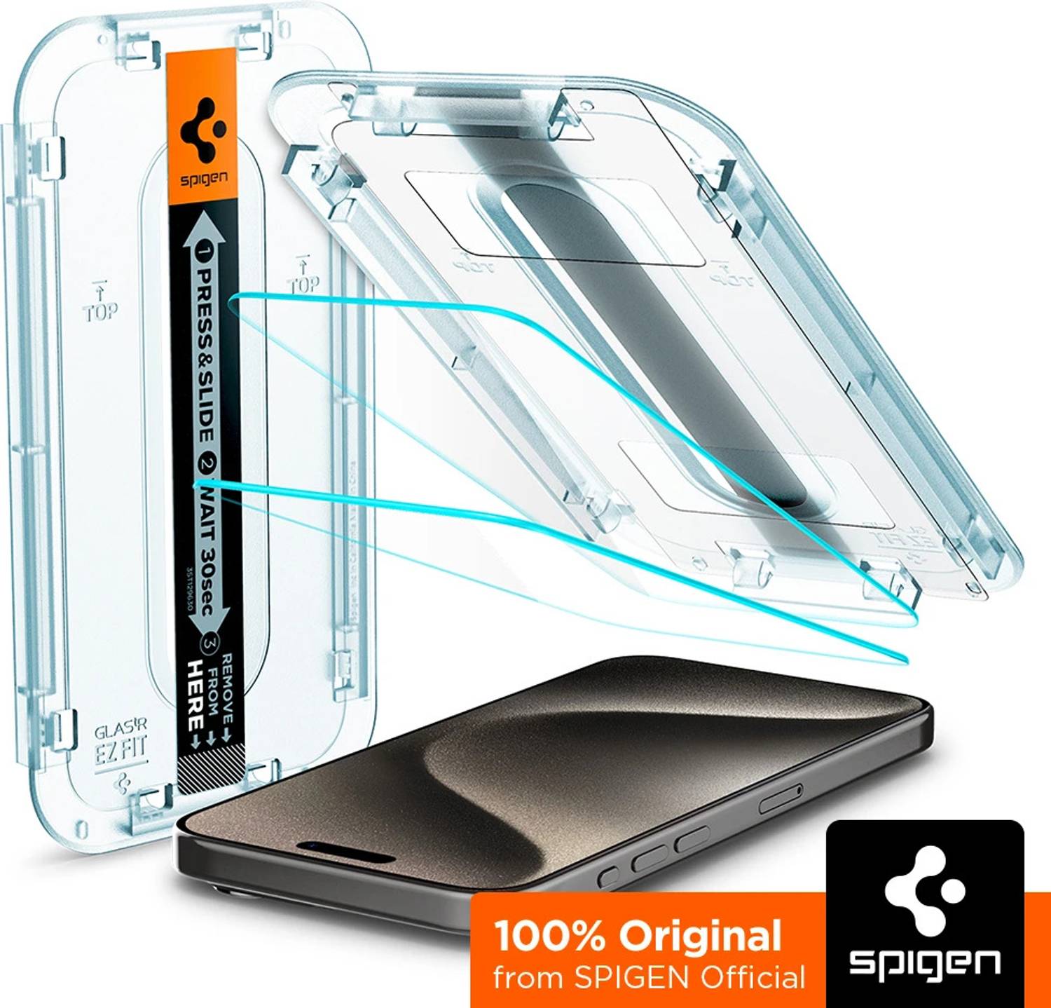 Spigen Tempered Glass Guard for iPhone 15 Pro Max (Pack of 2)