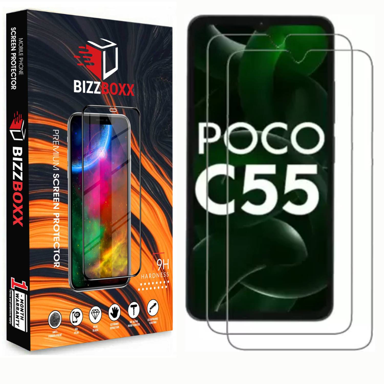 BizzBoxx Tempered Glass Guard for POCO, C55 Matte finish