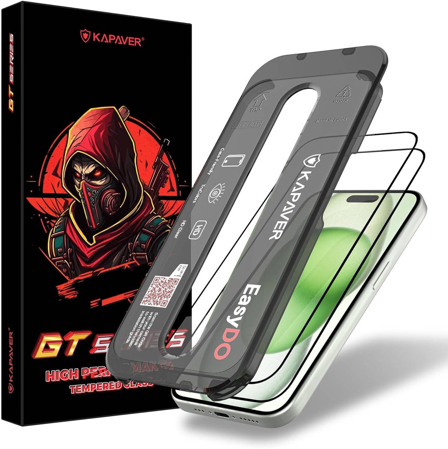 Kapaver Tempered Glass Guard for Apple iPhone 15 Plus (Pack of 2)