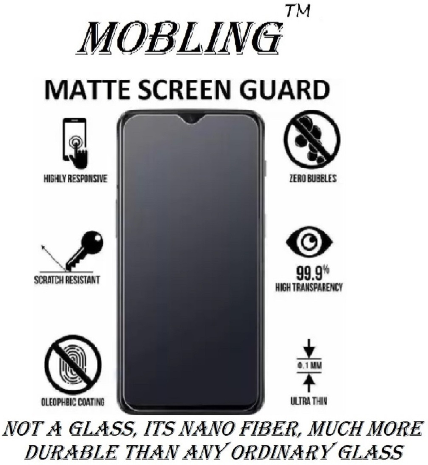 Image of Mobling Tempered Glass Guard for TECNO CAMON IACE (AntiGlare Matte)
