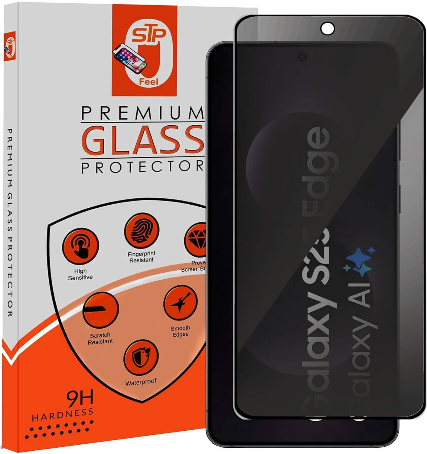 STP FEEL Tempered Glass Guard for Samsung S25 edge Privacy Screen Protector Guard with Easy Installation Kit