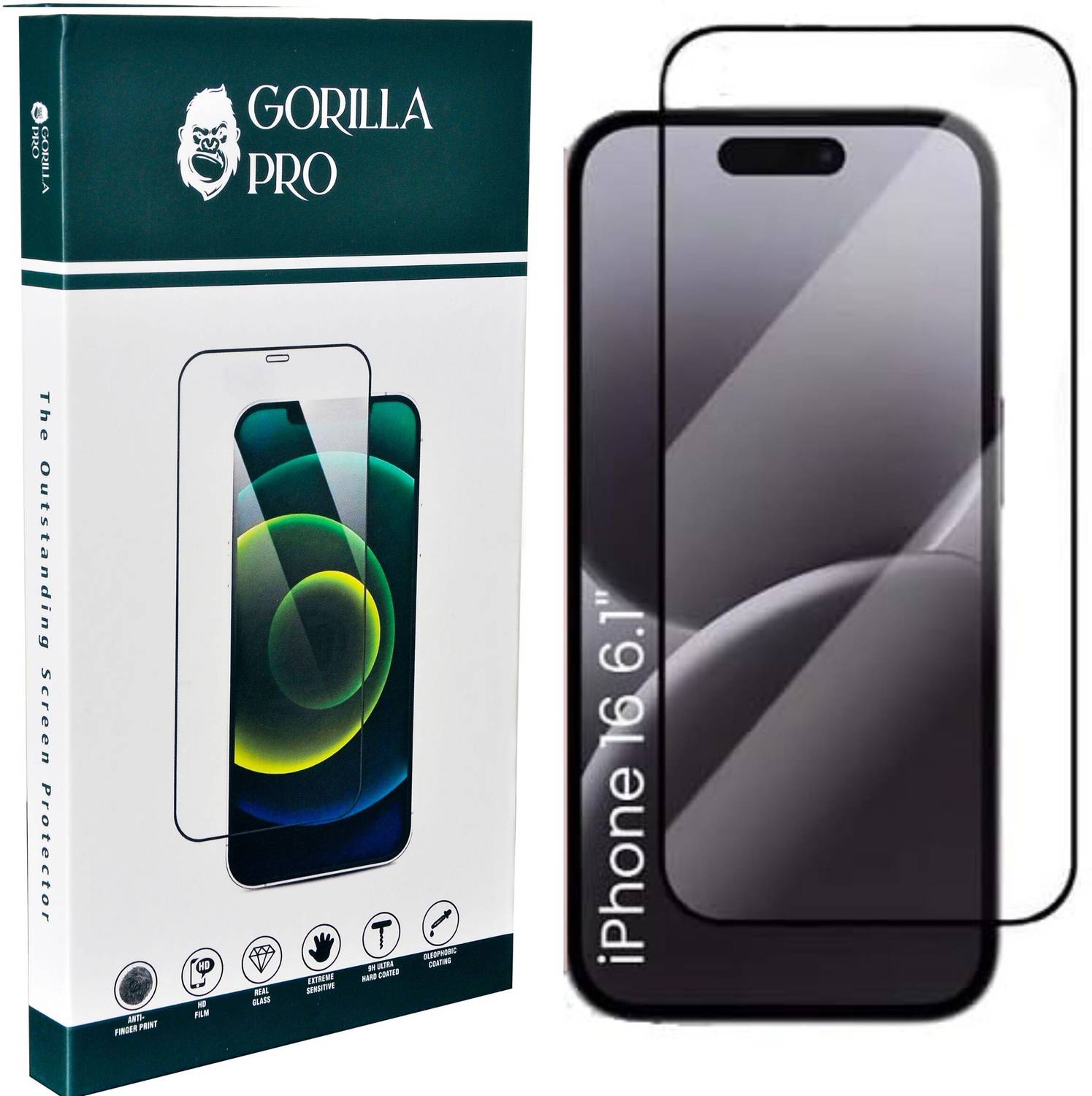 GORILLA PRO Tempered Glass Guard for Apple iPhone 16 (Pack of 1)
