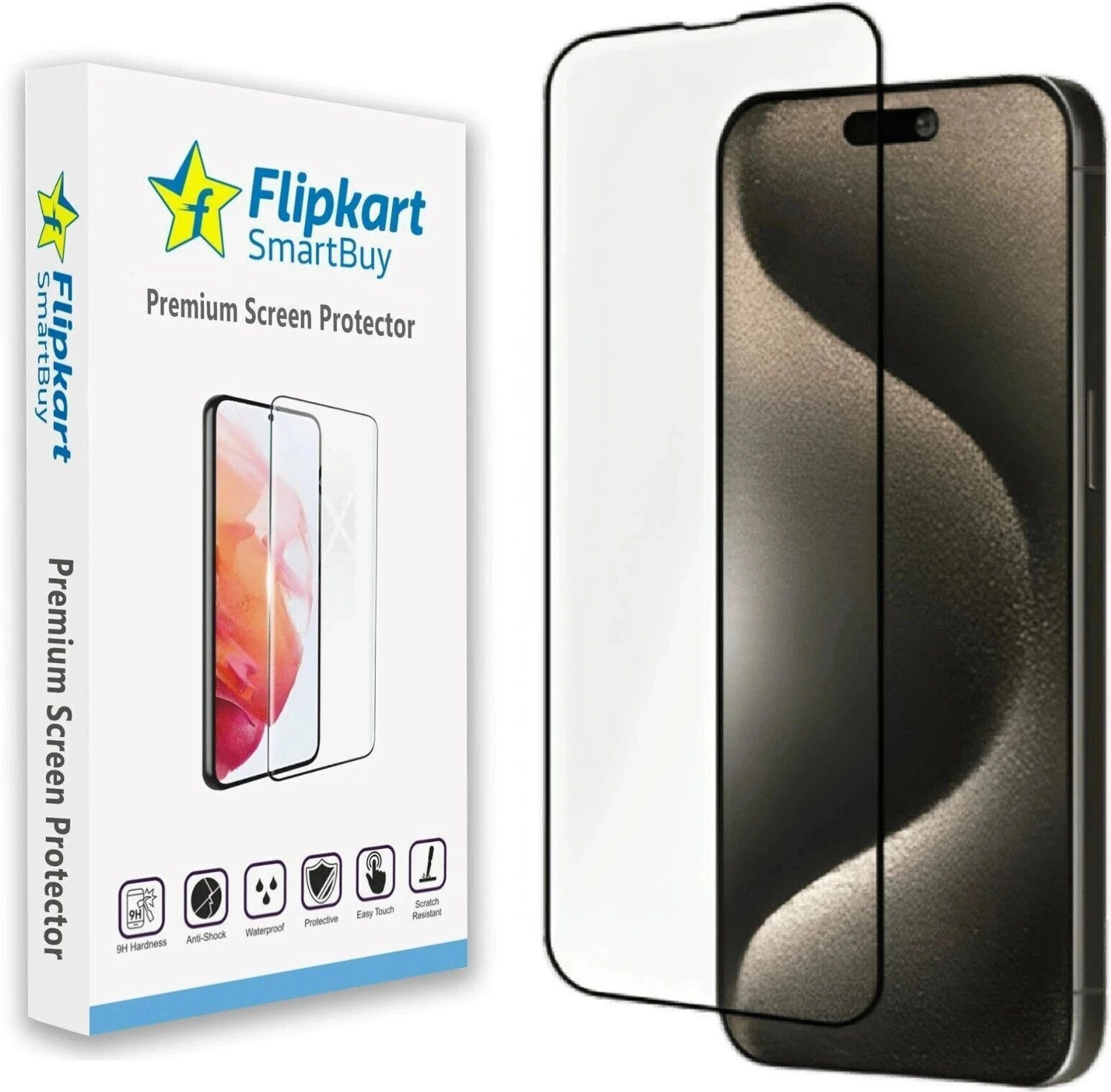 Image of Flipkart SmartBuy Tempered Glass Guard for Apple iPhone 15, Apple iPhone 16, iPhone 16, with Easy Installation Kit