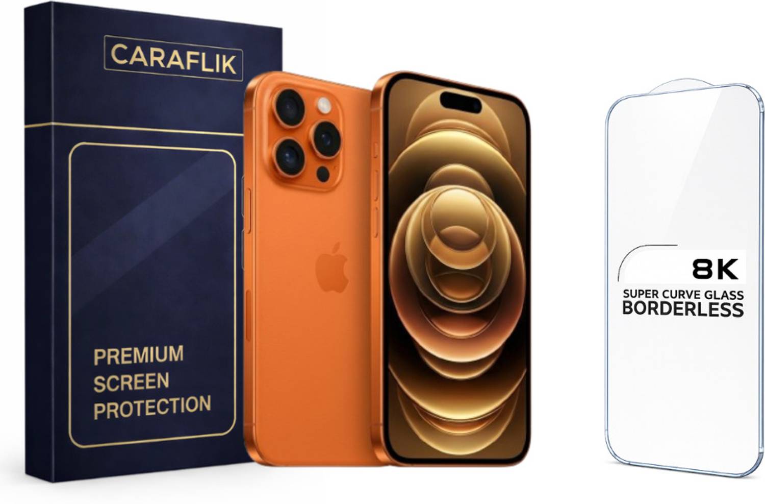 caraflik Tempered Glass Guard for Apple iPhone 17 PRO MAX, 8K BORDERLESS CLEAR TEMPERED GLASS
