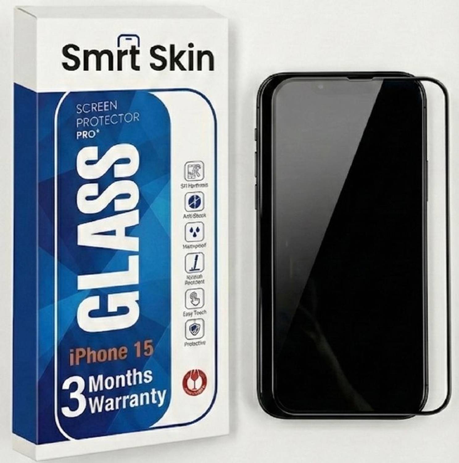 SmrtSkn Tempered Glass Guard for Apple iPhone 15 (Pack of 1)