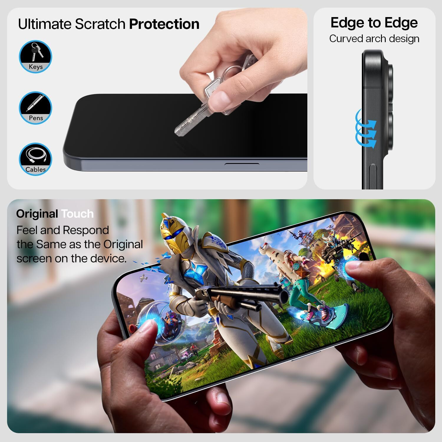 Image of Kapaver Tempered Glass Guard for Apple iPhone 15 Pro Max