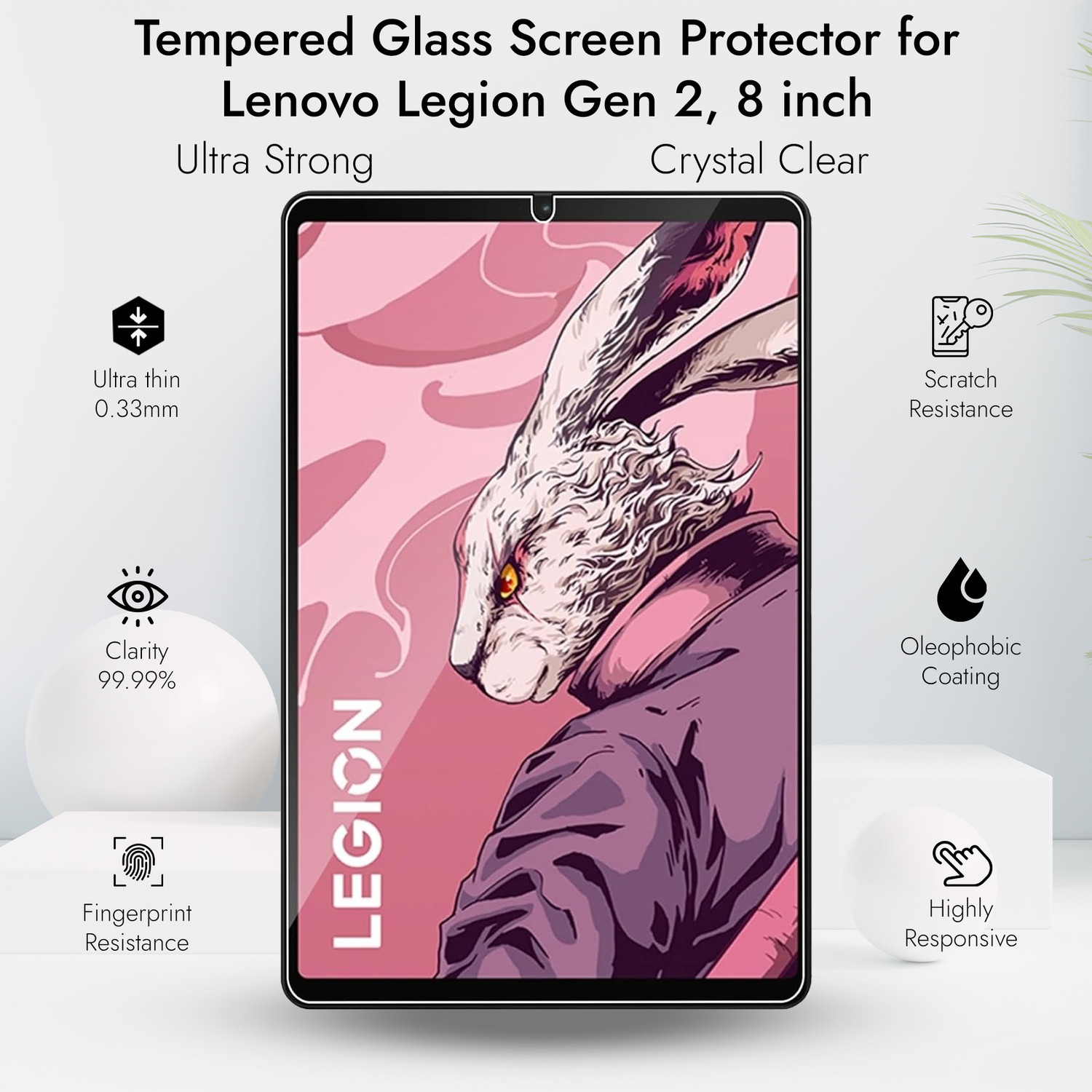 Image of ROBUSTRION Tempered Glass Guard for Lenovo Legion Tab 8.8 inch