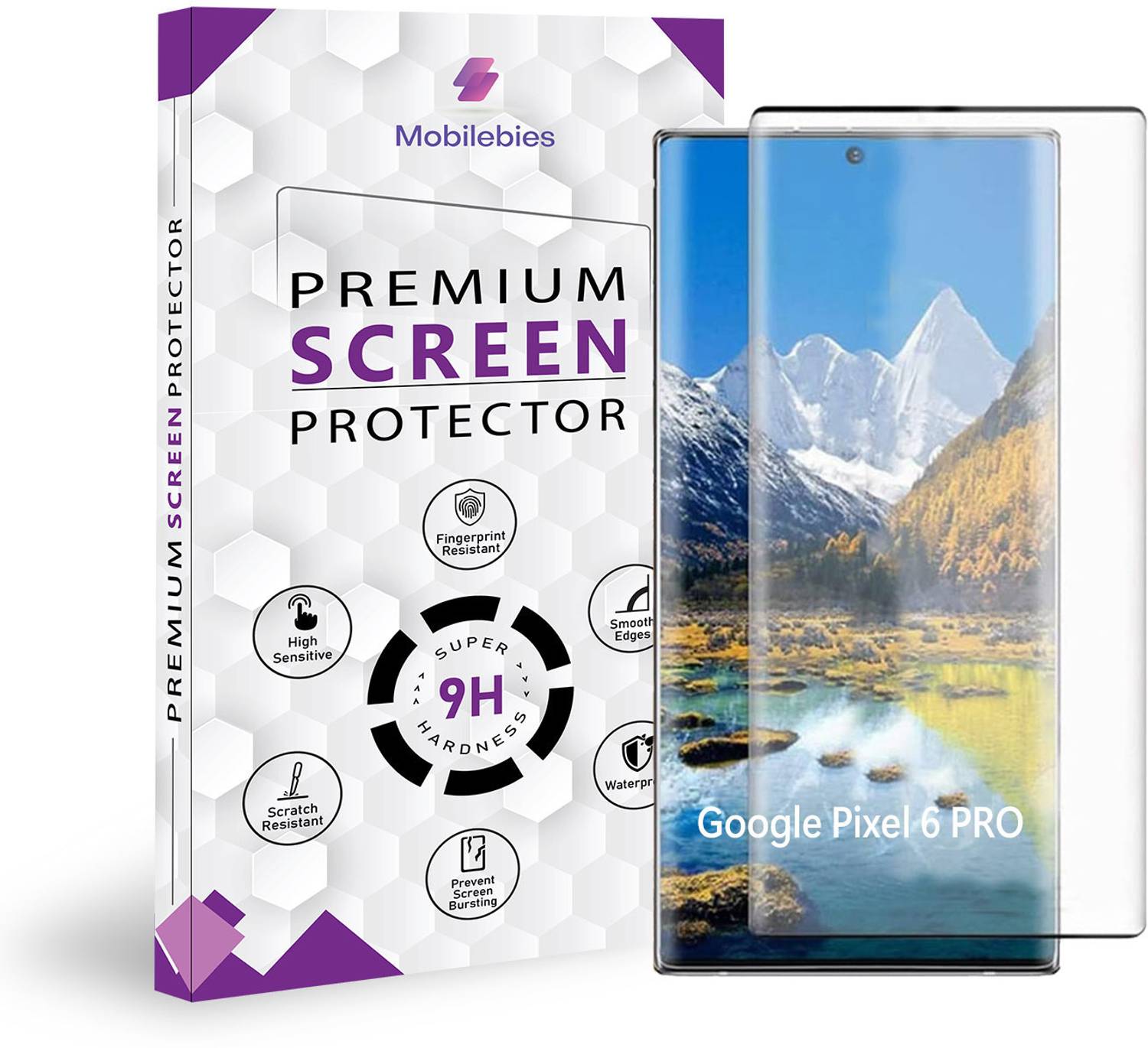 Mobilebies Tempered Glass Guard for Google Pixel 6 Pro / Pixel 7 Pro 5G Full Glue Curved Screen Protector - ( Non-UV Glass )