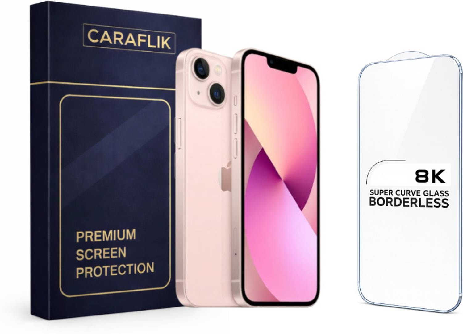 caraflik Tempered Glass Guard for Apple iPhone 13, 8K BORDERLESS CLEAR TEMPERED GLASS