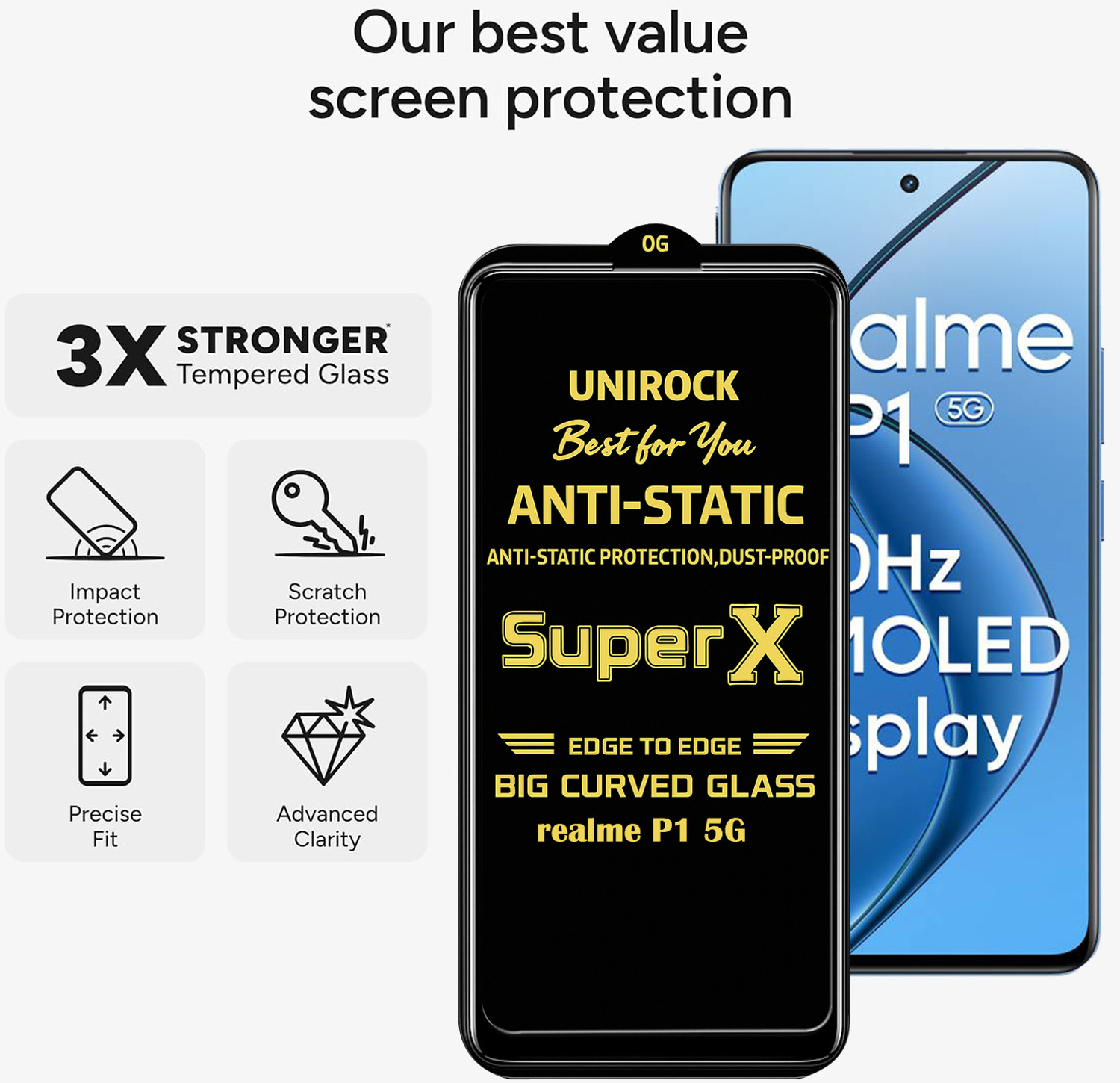 Image of Unirock Tempered Glass Guard for realme P1 5G