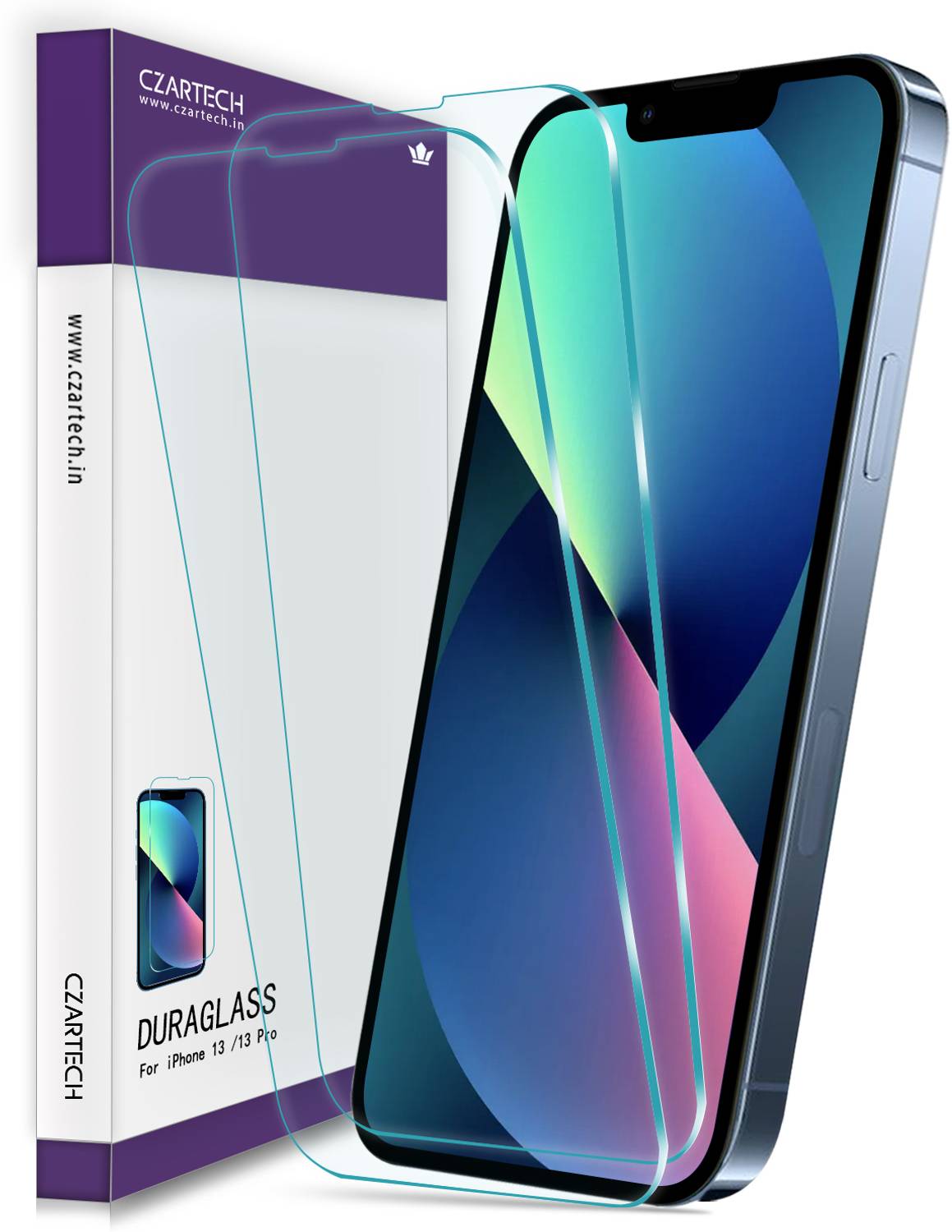 CZARTECH Tempered Glass Guard for Apple iPhone 13 Pro (Pack of 2)