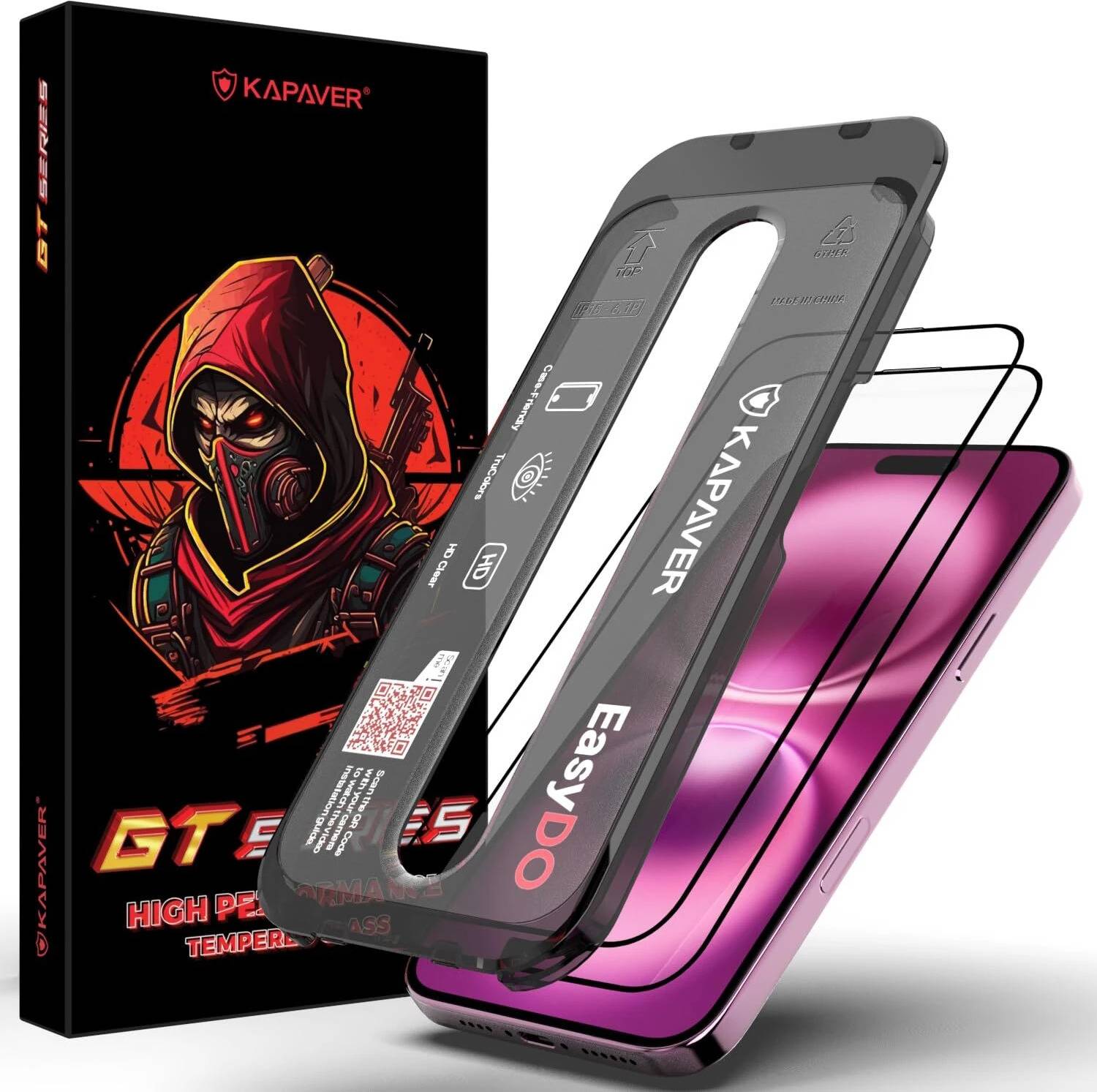 Kapaver Tempered Glass Guard for Apple iPhone 16 (Pack of 2)