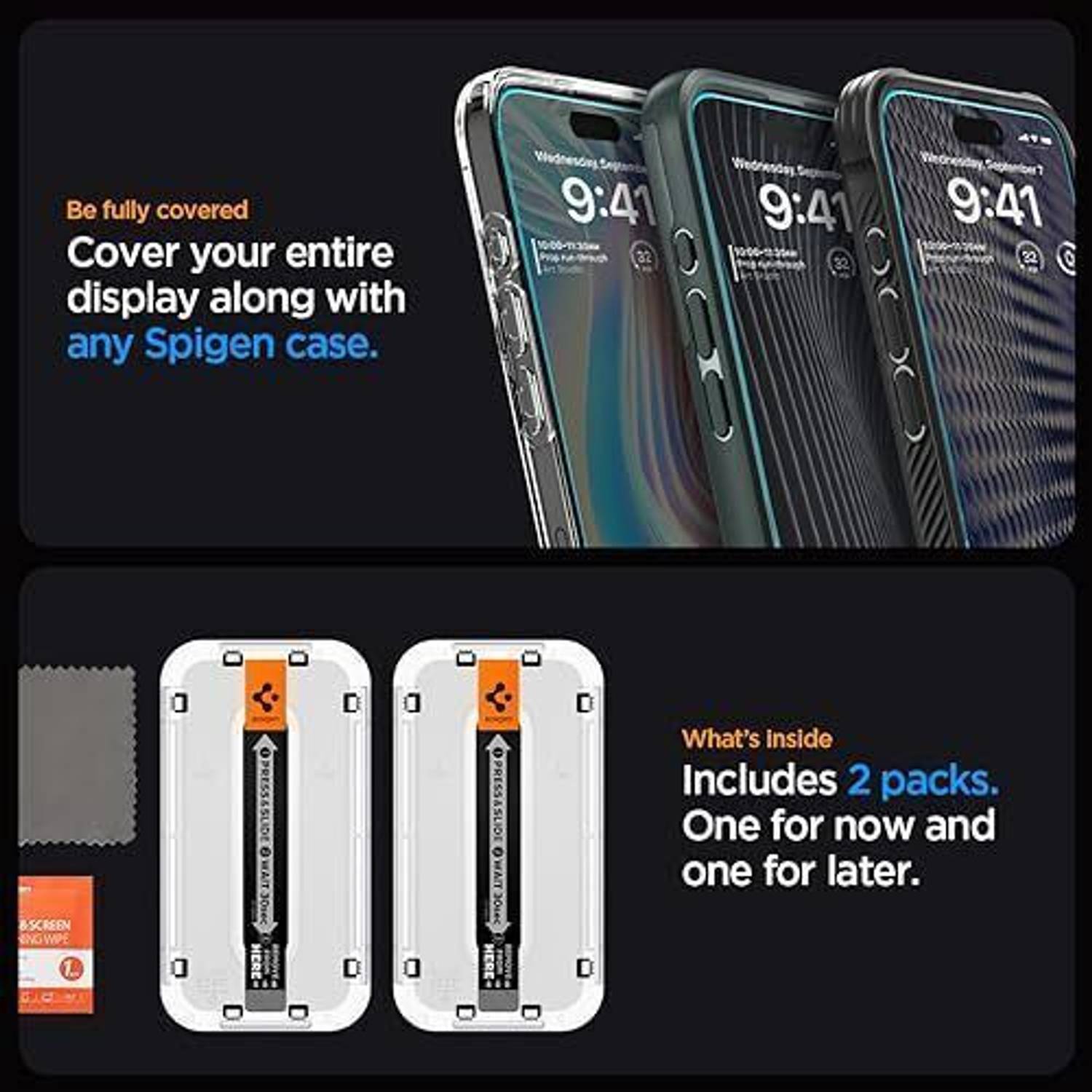Spigen Screen Guard with Applicator Kit for iPhone 15 Pro - Image 4