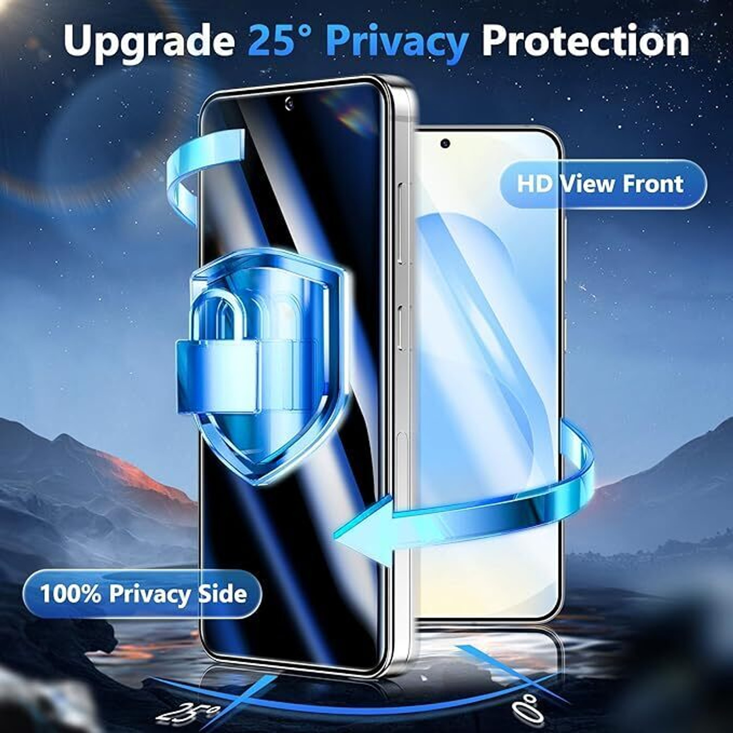 Image of Girind Tempered Glass Guard for Samsung Galaxy S25 5G, Privacy Screen Protector [9H Hardness] [Full Coverage] [Easy installation]