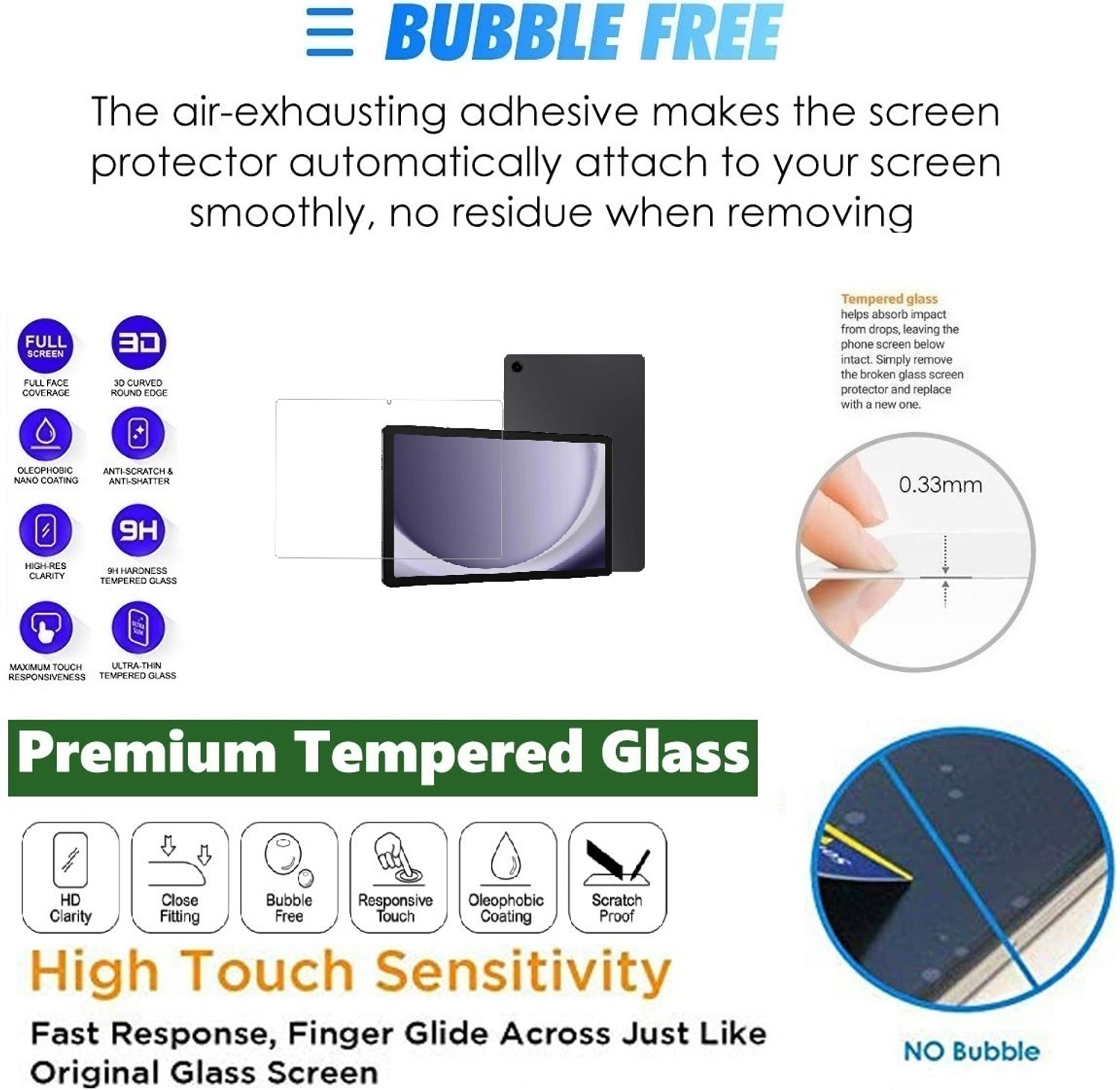Image of Mersal Tempered Glass Guard for Samsung Tab A9 Plus 11 inch