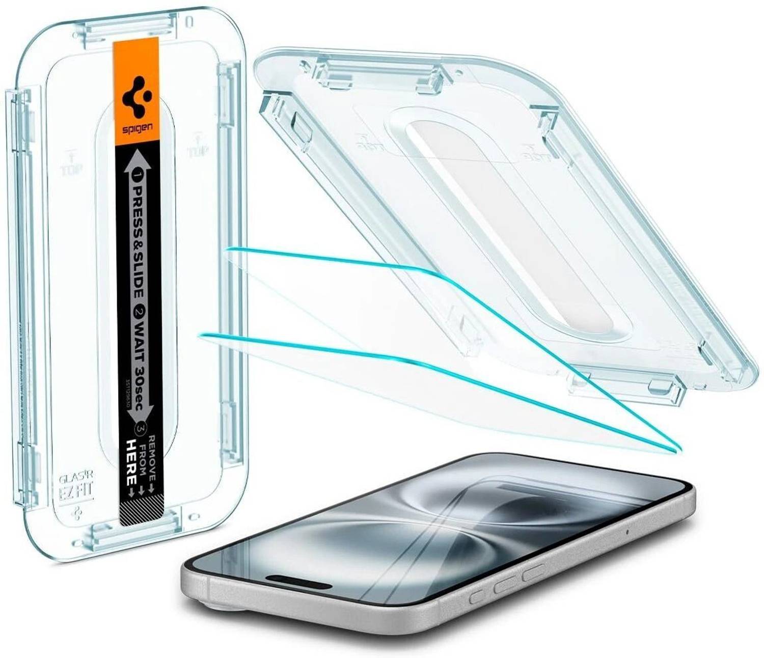 Spigen Tempered Glass Guard for iPhone 16 Plus, iPhone 15 Plus (P