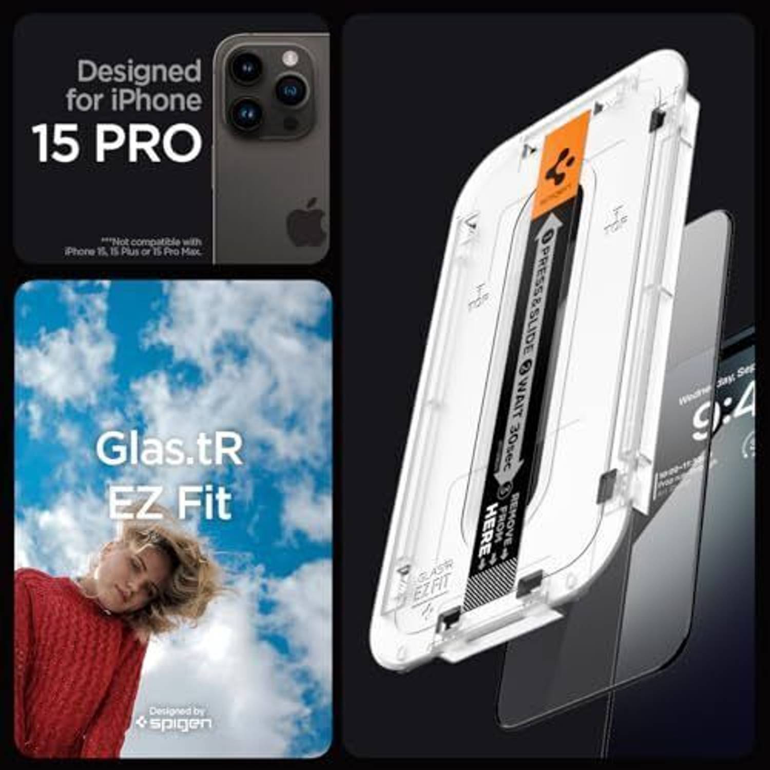 Spigen Screen Guard with Applicator Kit for iPhone 15 Pro - Image 5