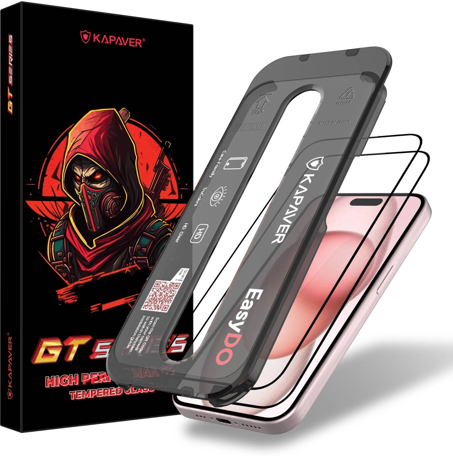 Kapaver Tempered Glass Guard for Apple iPhone 15 (Pack of 2)