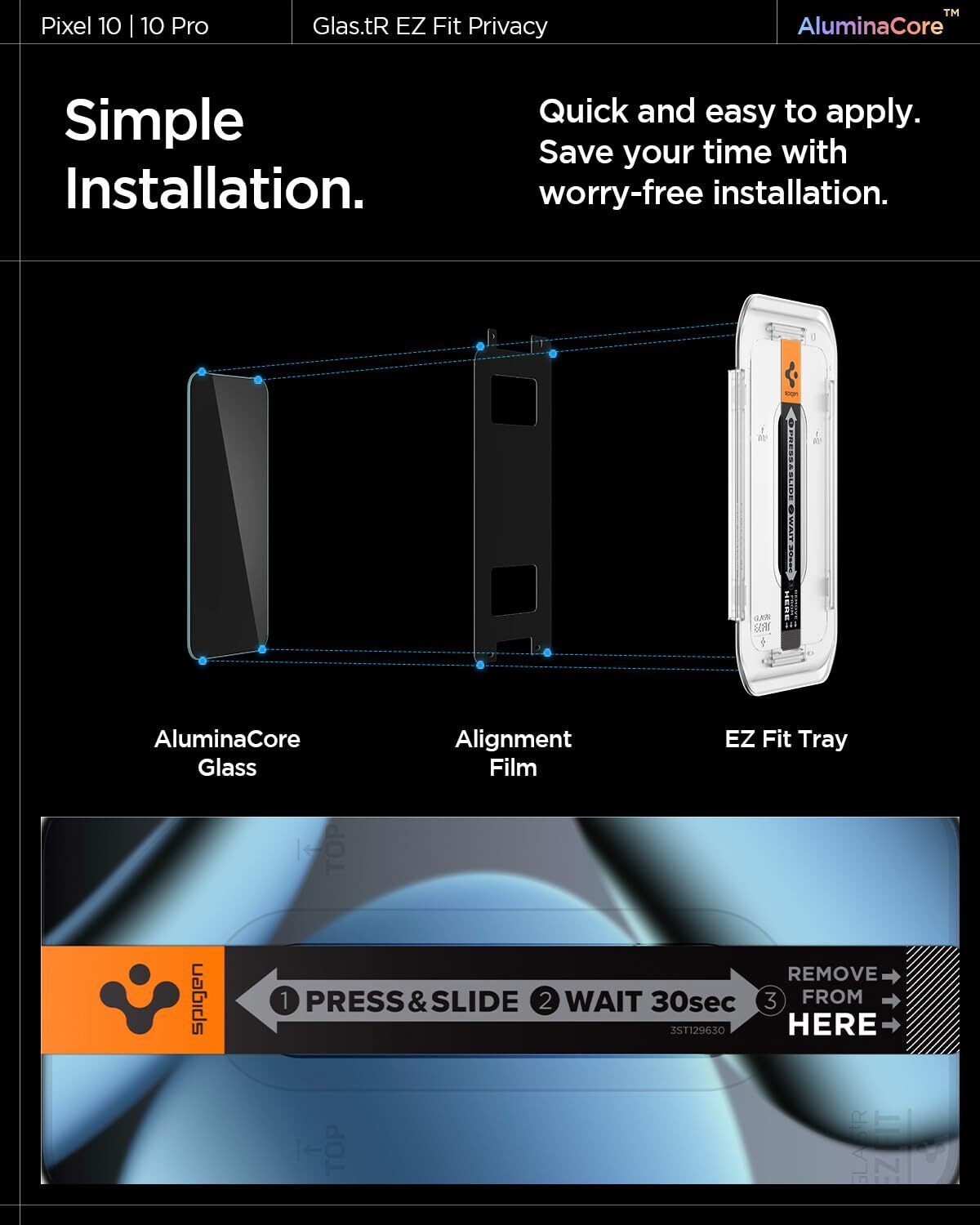 Image of Spigen Screen Guard with Applicator Kit for Pixel 10 Pro, Pixel 10, Pixel 9 Pro, Pixel 9
