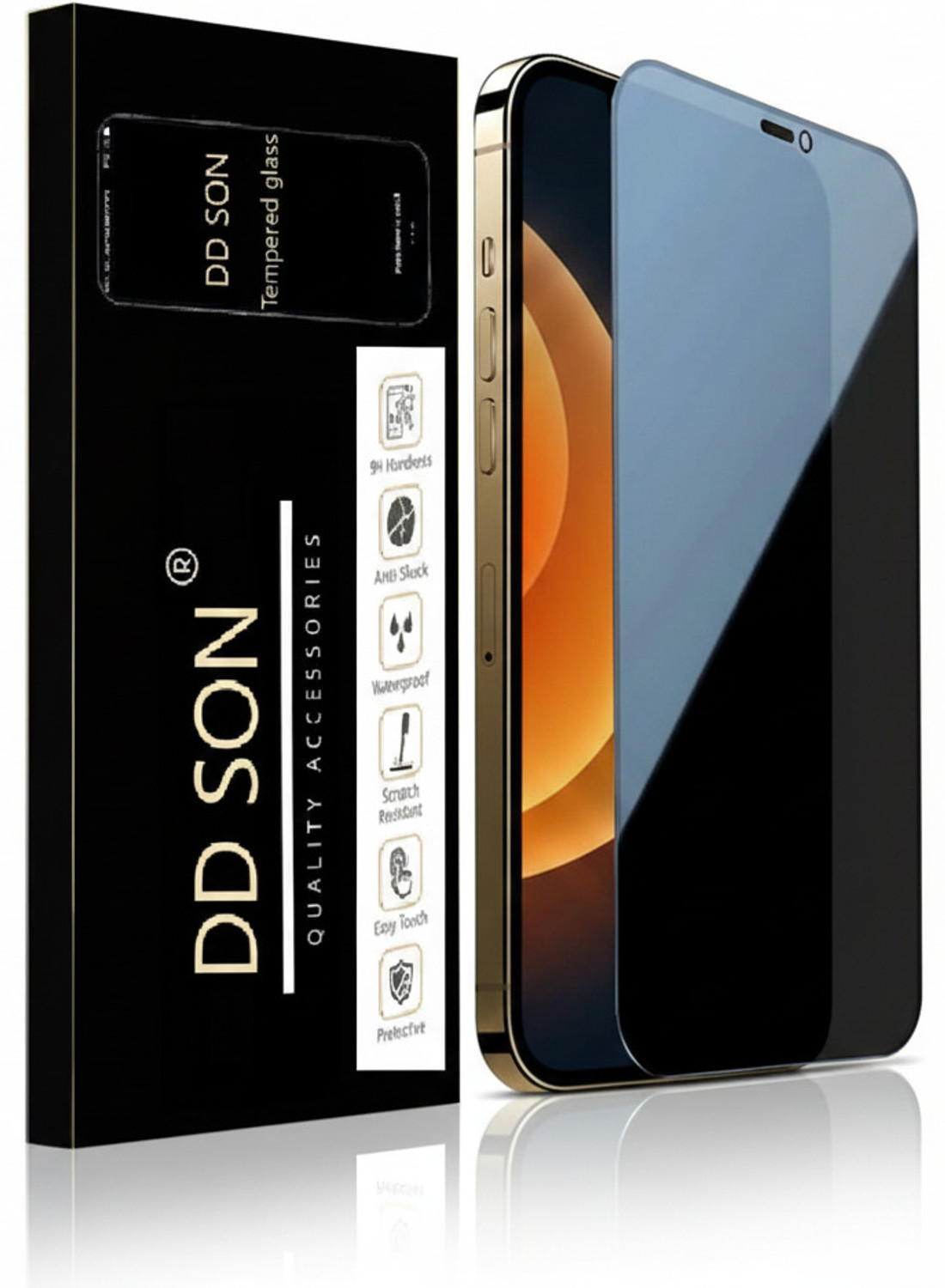 Image of DD SON Tempered Glass Guard for iPhone 11 Pro Max /iPhone Xs Max (6.5 Inch) Military Grade 360 Degree Privacy Tempered Glass with Accessories Kit, Shatterproof & Scratch Resistant Screen (with Anti-Spy Screen Protector)