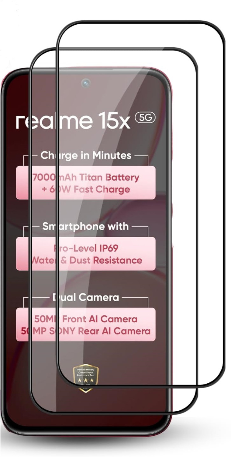 Image of FABEKEE Tempered Glass Guard for Realme 15X 5G Screen Protector Tempered Glass With Edge To Edge Coverage And Easy Installation Kit
