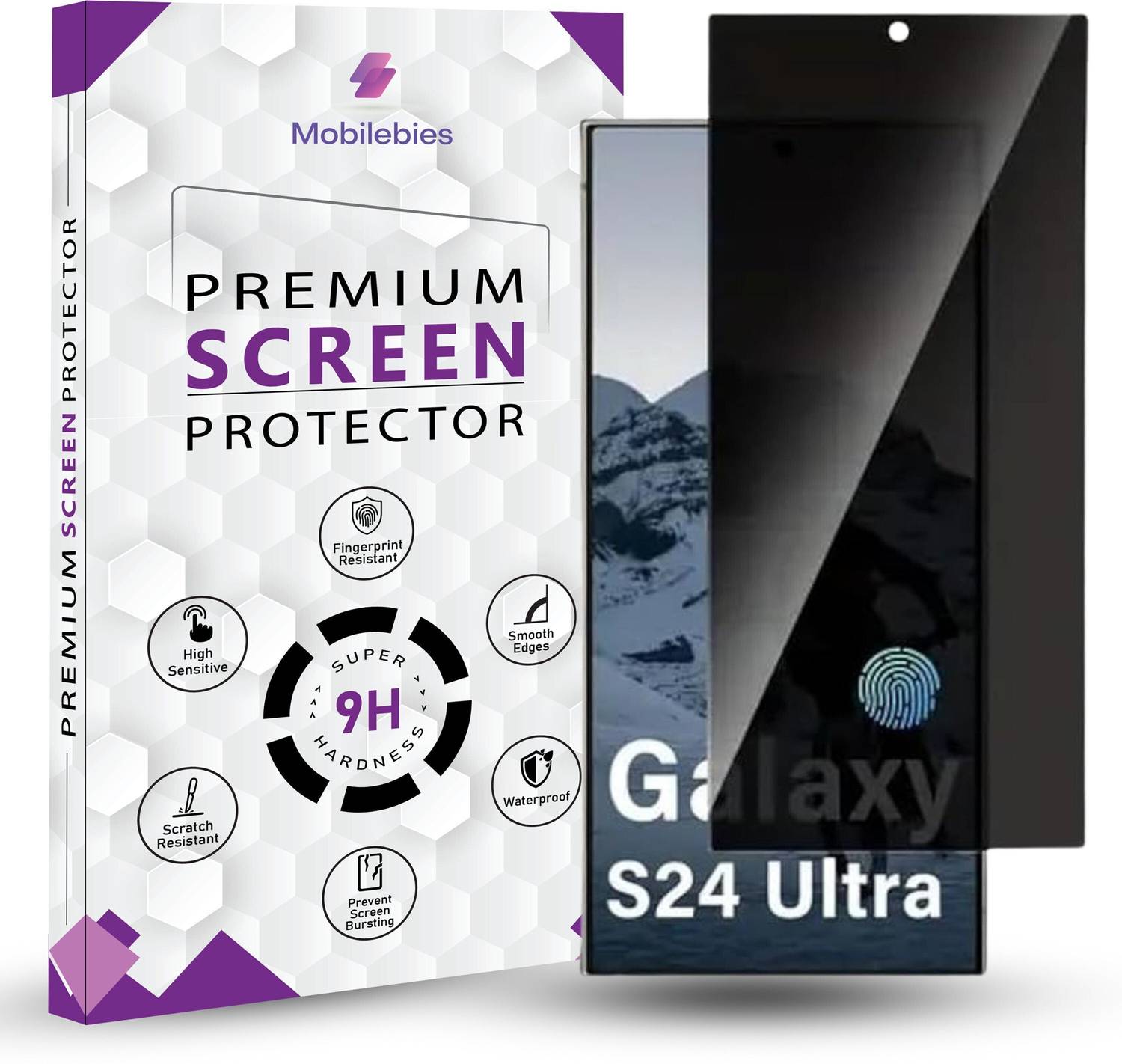 Mobilebies Tempered Glass Guard for Samsung S24 Ultra Privacy Scr