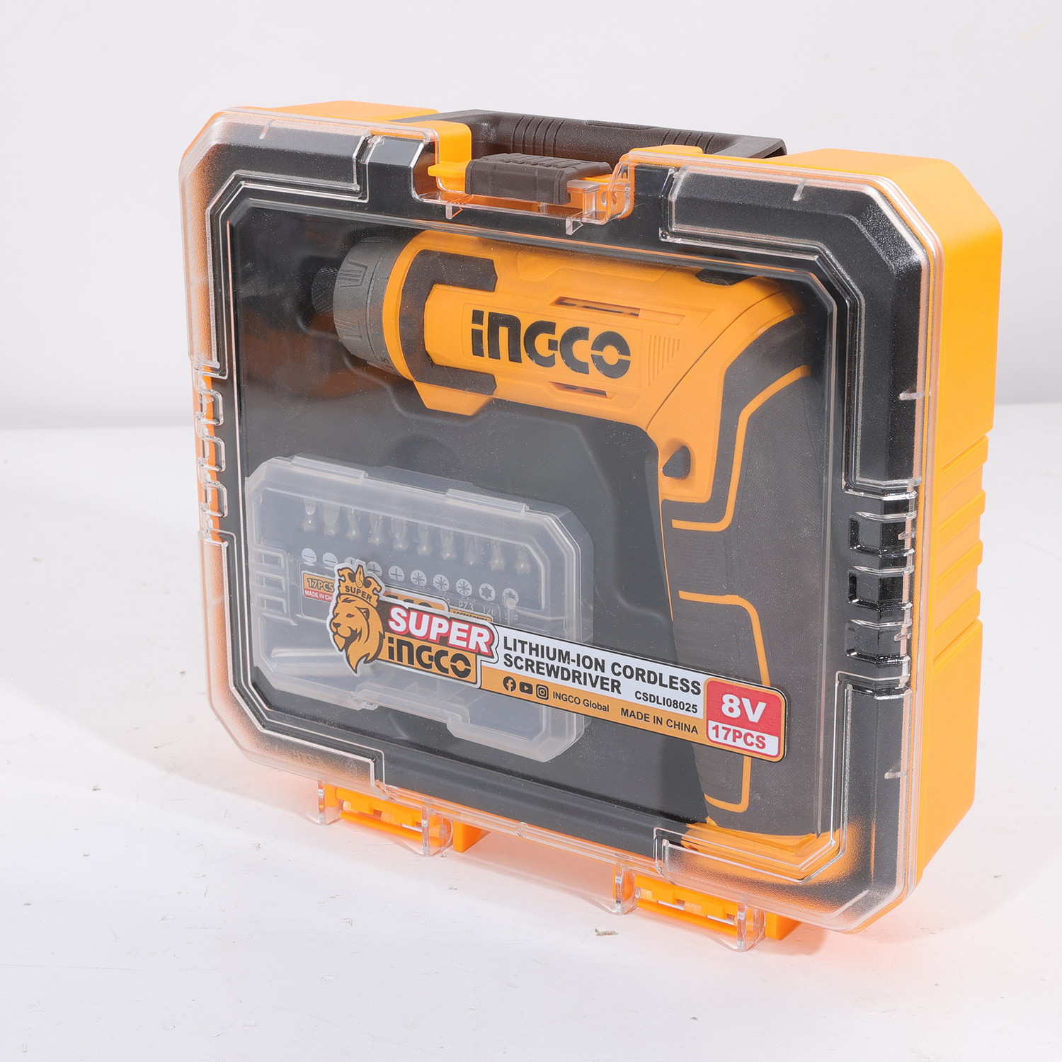 Image of INGCO Cordless Screwdriver 8V Type-C Charging Port, with Charger, Screwdriver Bits, Plastic Box, Drywall Screw Gun