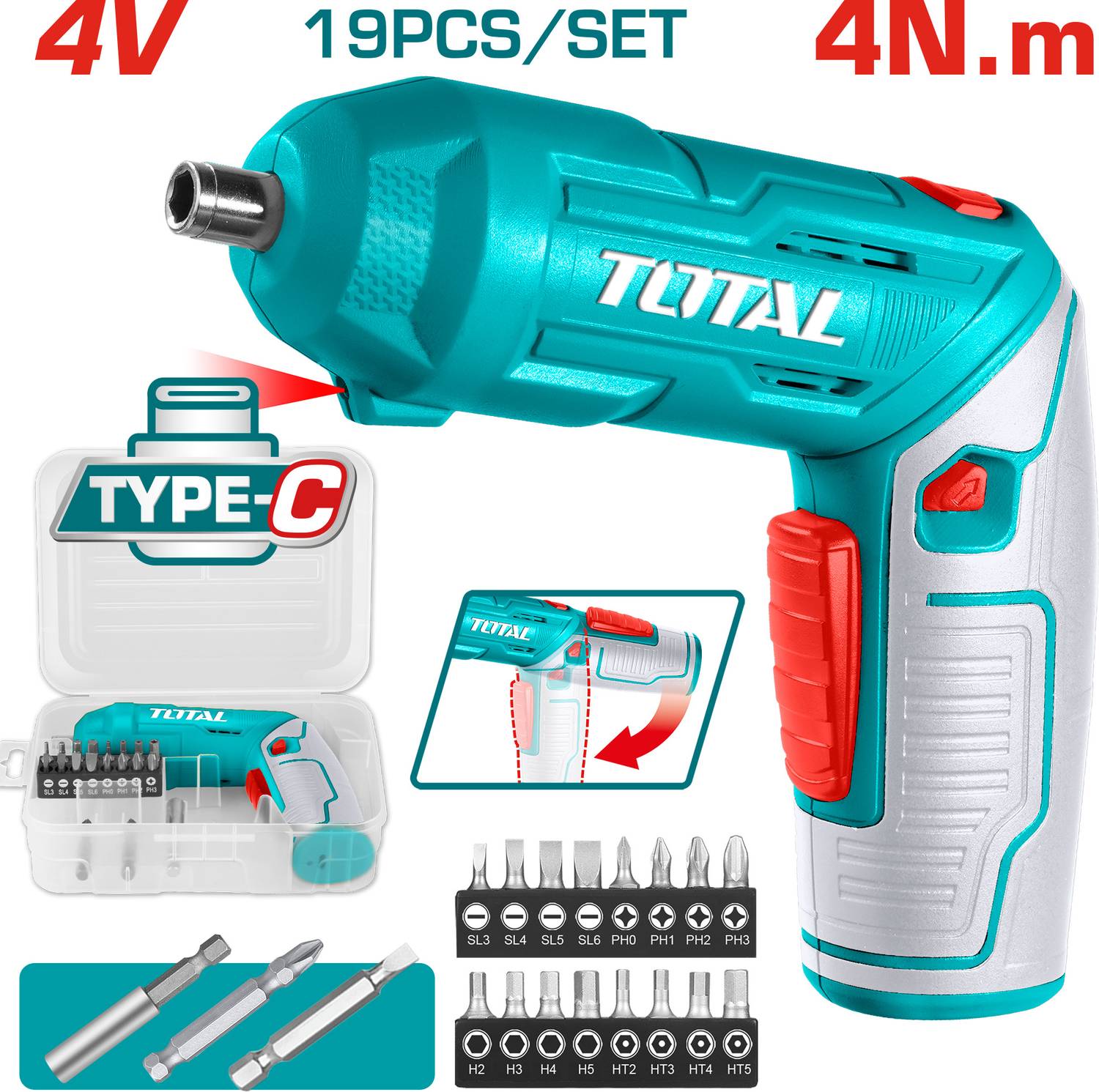 TOTAL 4V 4nm Cordless Screwdriver Set - Image 1
