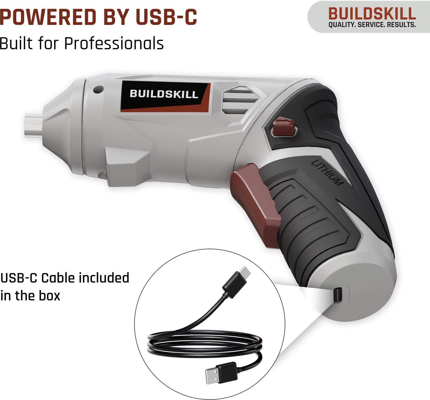 Image of BUILDSKILL BCS4V19 4V Cordless Screw Driver Kit | 19 Pcs | 4 N.M. Torque | 250RPM | Forward-Reverse Collated Screw Gun