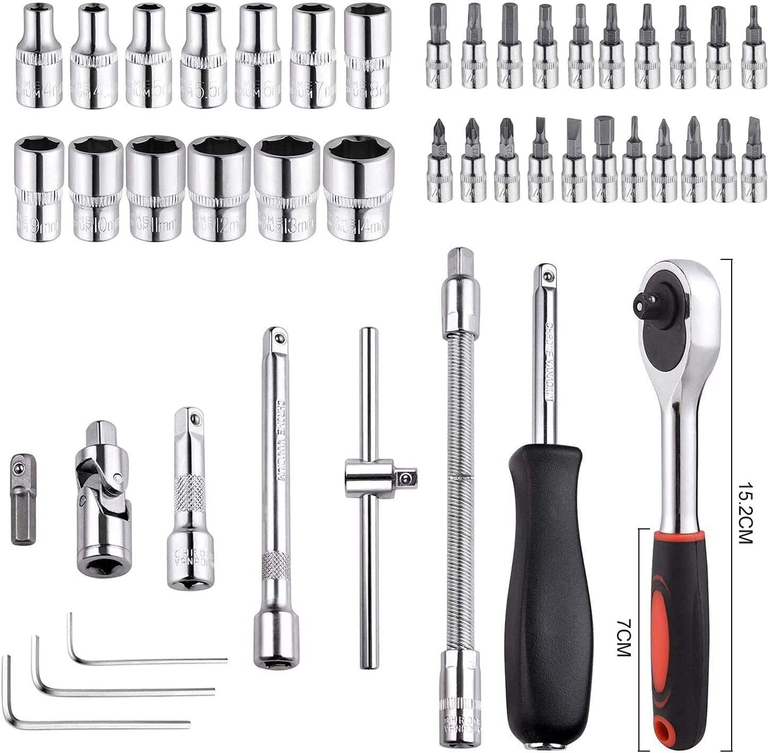Image of shivm 46 in 1 Multi Purpose Tool Kit and Screwdriver Socket Set Precision Tool Case Offset Screwdriver Set