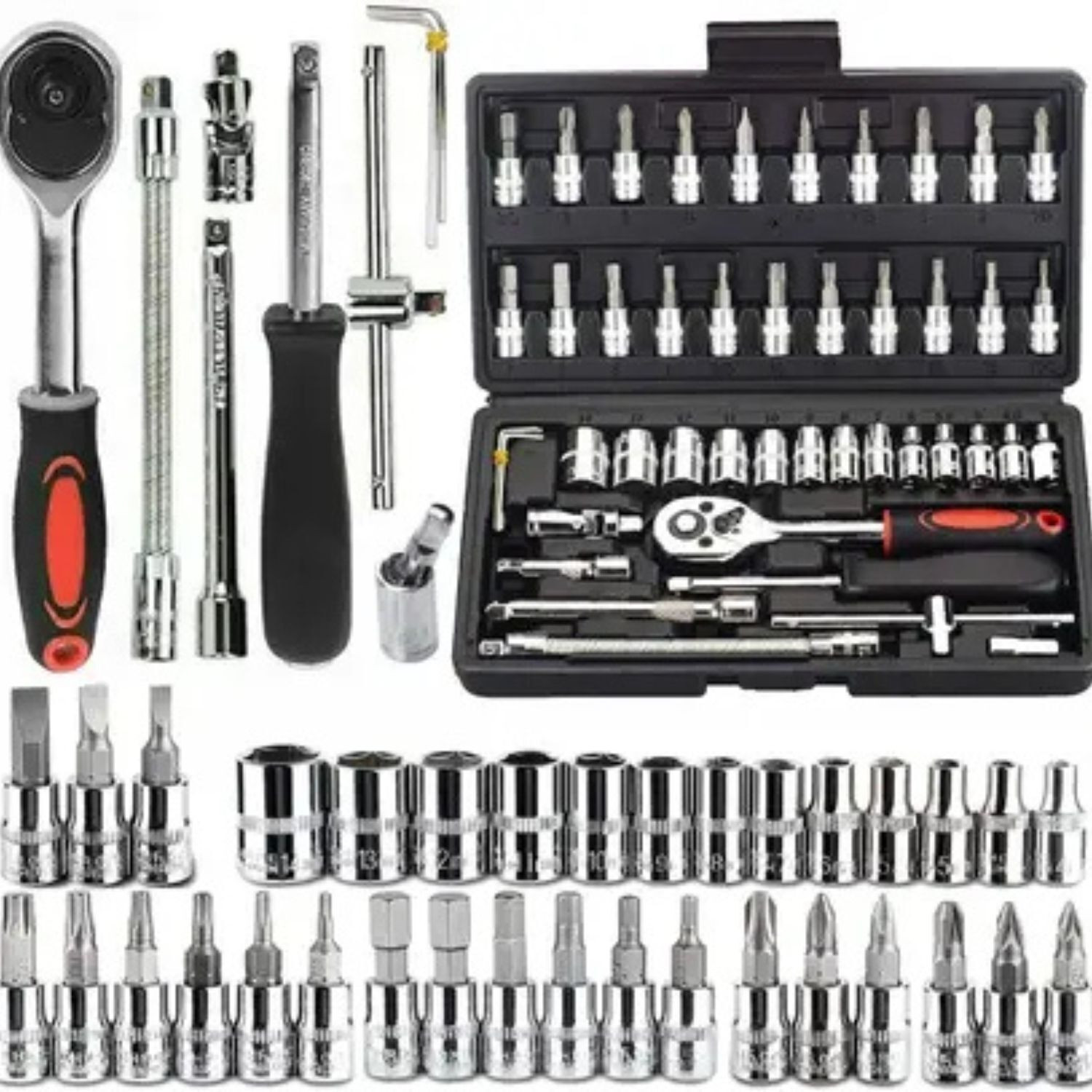 Image of VD Enterprise 46-Piece Multipurpose Ratchet Wrench Hand Tool Kit for Household & Repair Long Handle Screwdriver