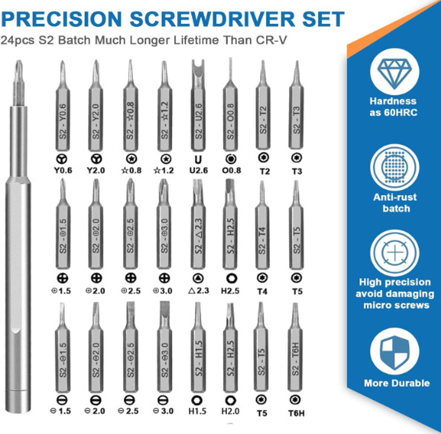Image of KUMAWATCRAFTZ 24 in 1 Precision Magnetic Repair Screwdriver Set (Pack of 24) Precision Screwdriver Set
